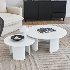 Taupo Coffee Tables Set of 2 Curved Legs White