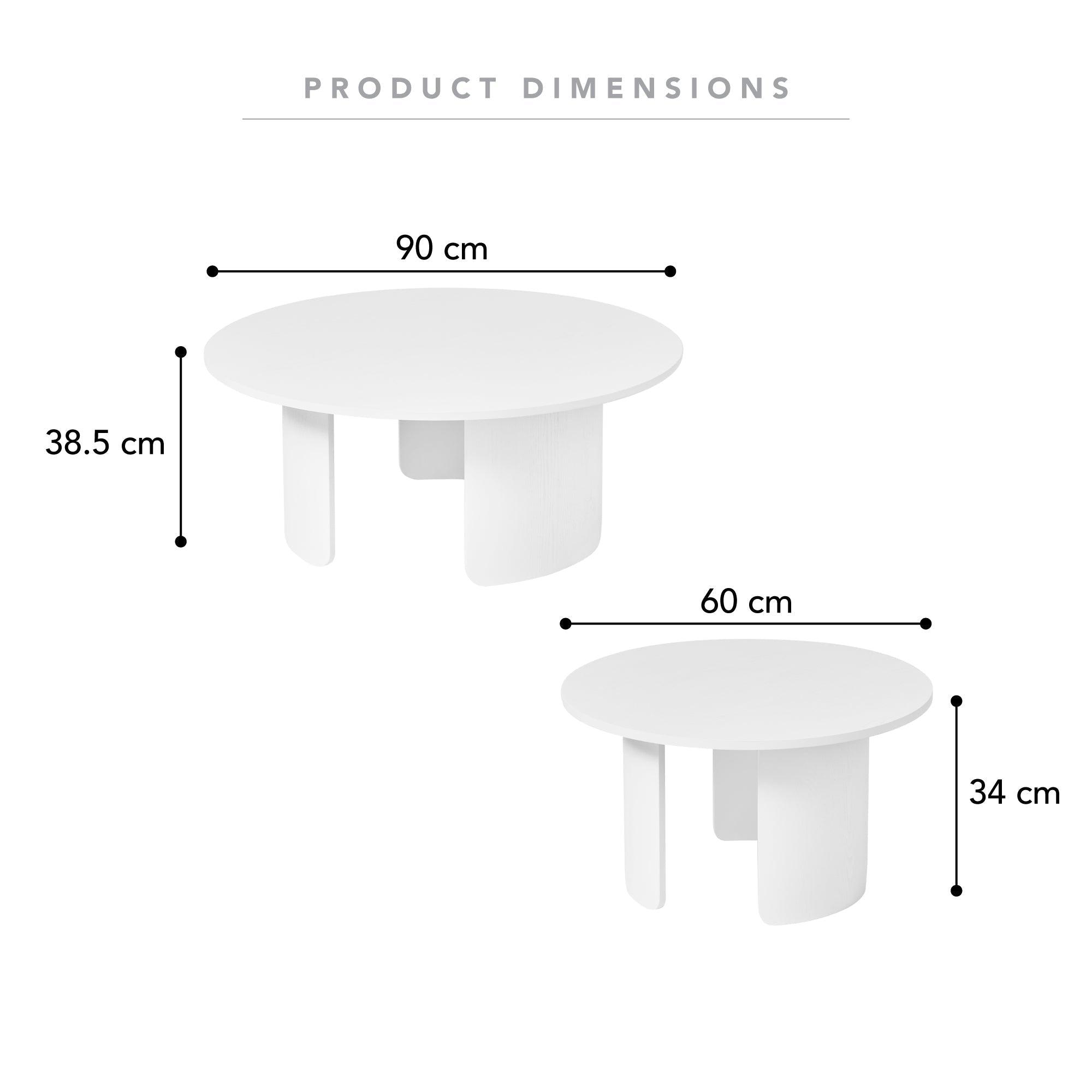 Taupo Coffee Tables Set of 2 Curved Legs White