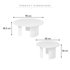 Taupo Coffee Tables Set of 2 Curved Legs White