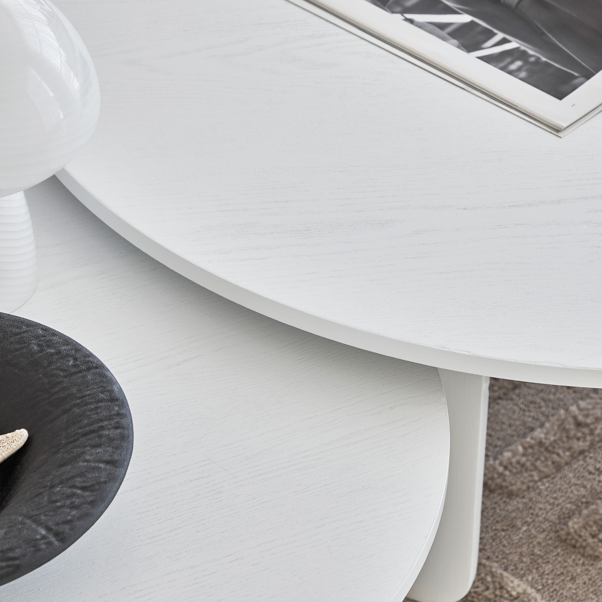 Taupo Coffee Tables Set of 2 Curved Legs White