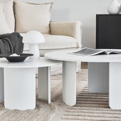 Taupo Coffee Tables Set of 2 Curved Legs White