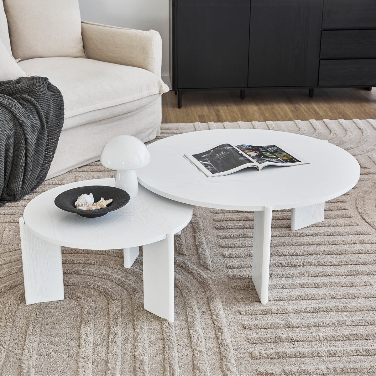 Taupo Coffee Tables Set of 2 Straight Legs White