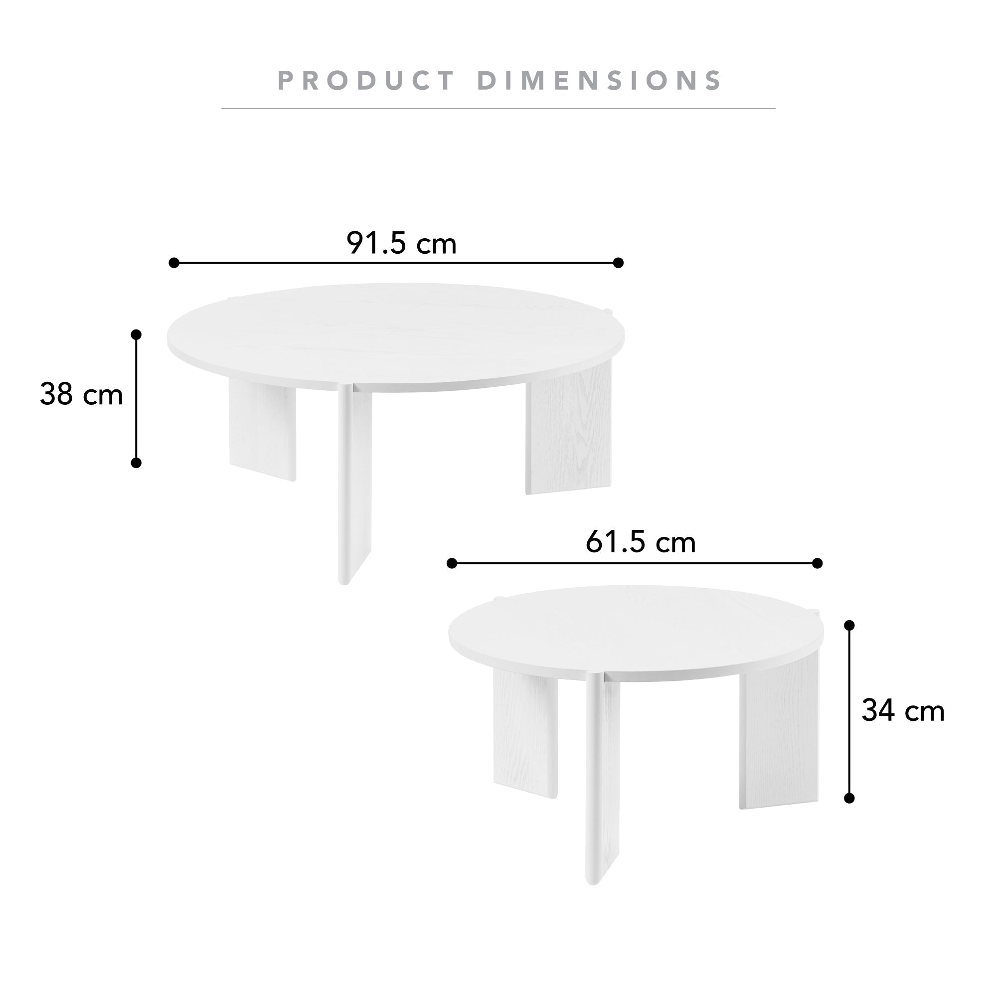 Taupo Coffee Tables Set of 2 Straight Legs White