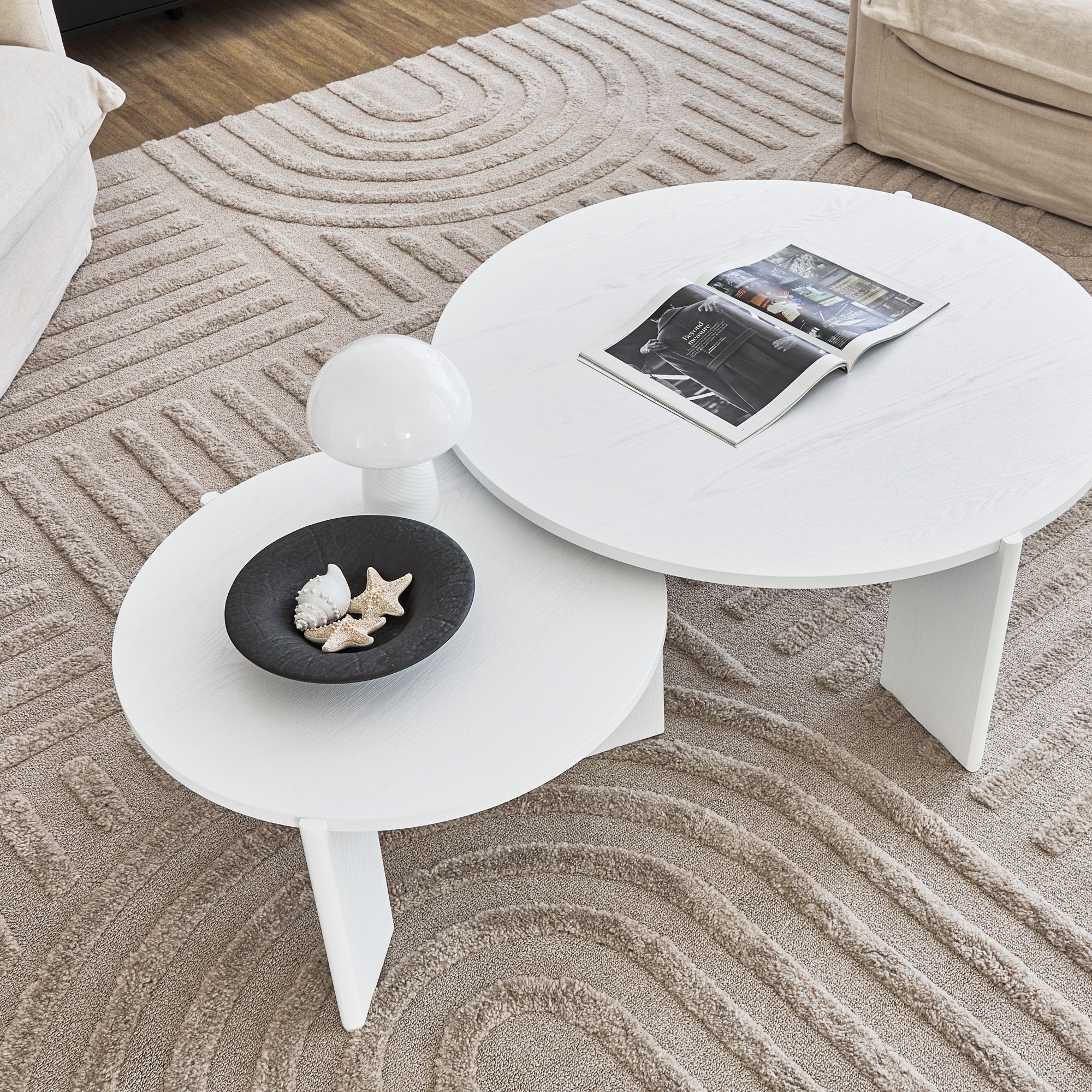 Taupo Coffee Tables Set of 2 Straight Legs White