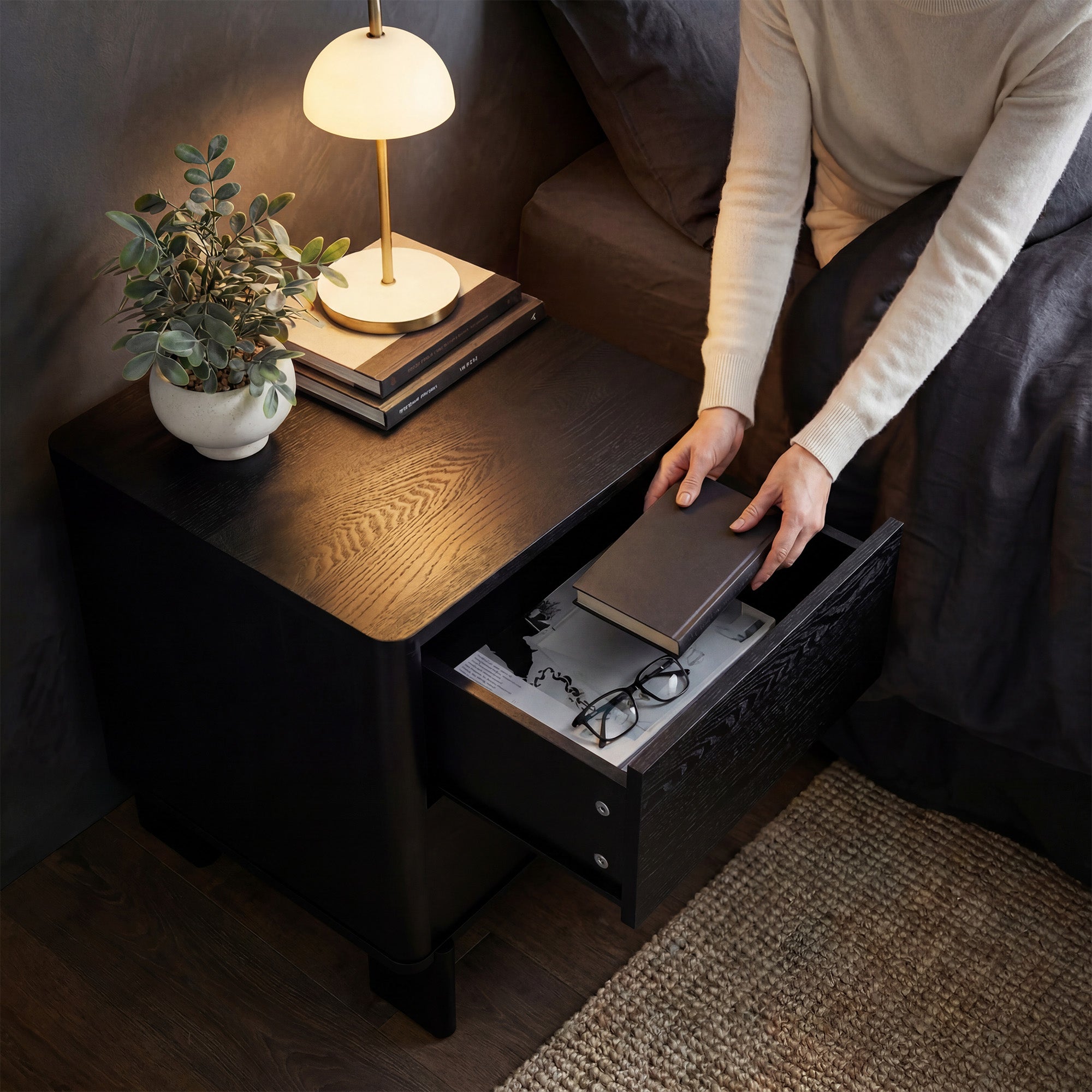 Taupo Bedside Table Black