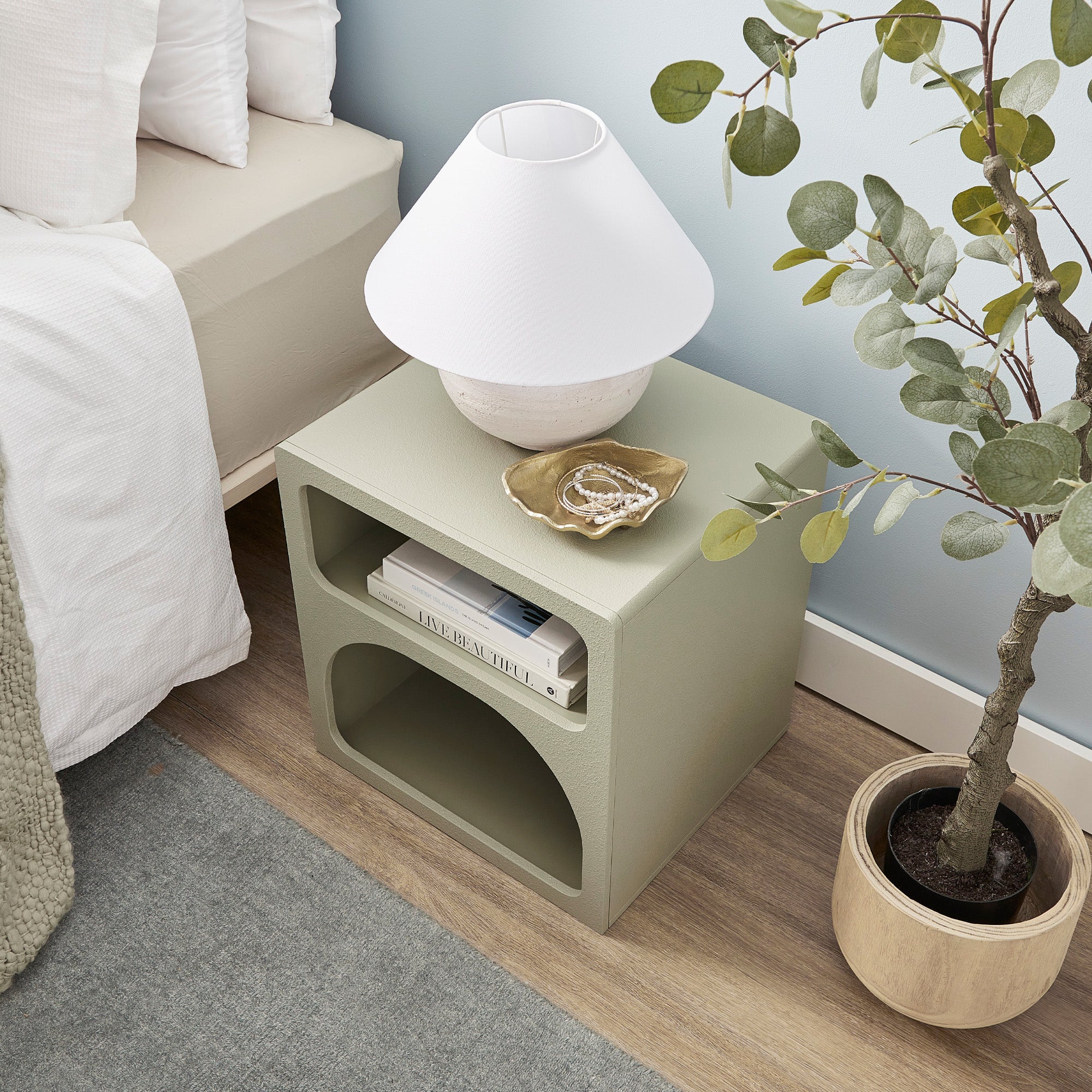 Santorini Bedside Table Green (Set of 2)