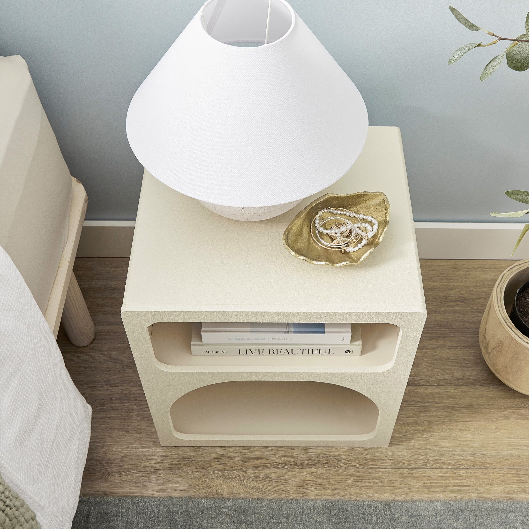 Santorini Bedside Table Off-White (Set of 2)