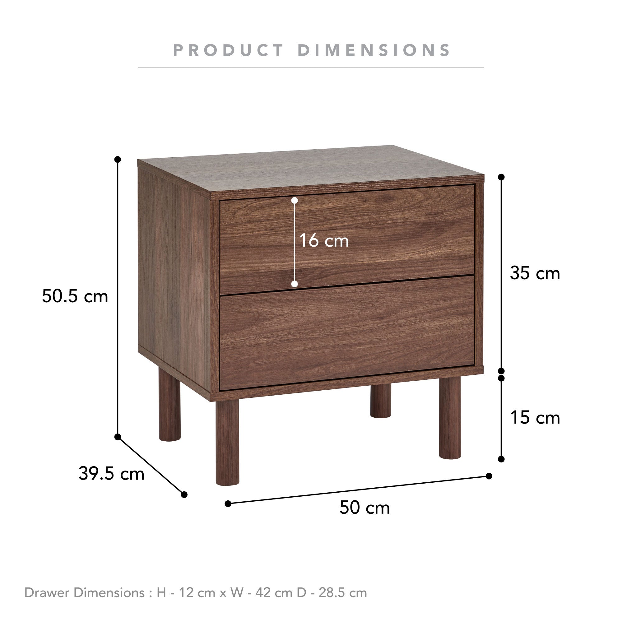 Norquay Bedside Table Walnut (Set of 2)