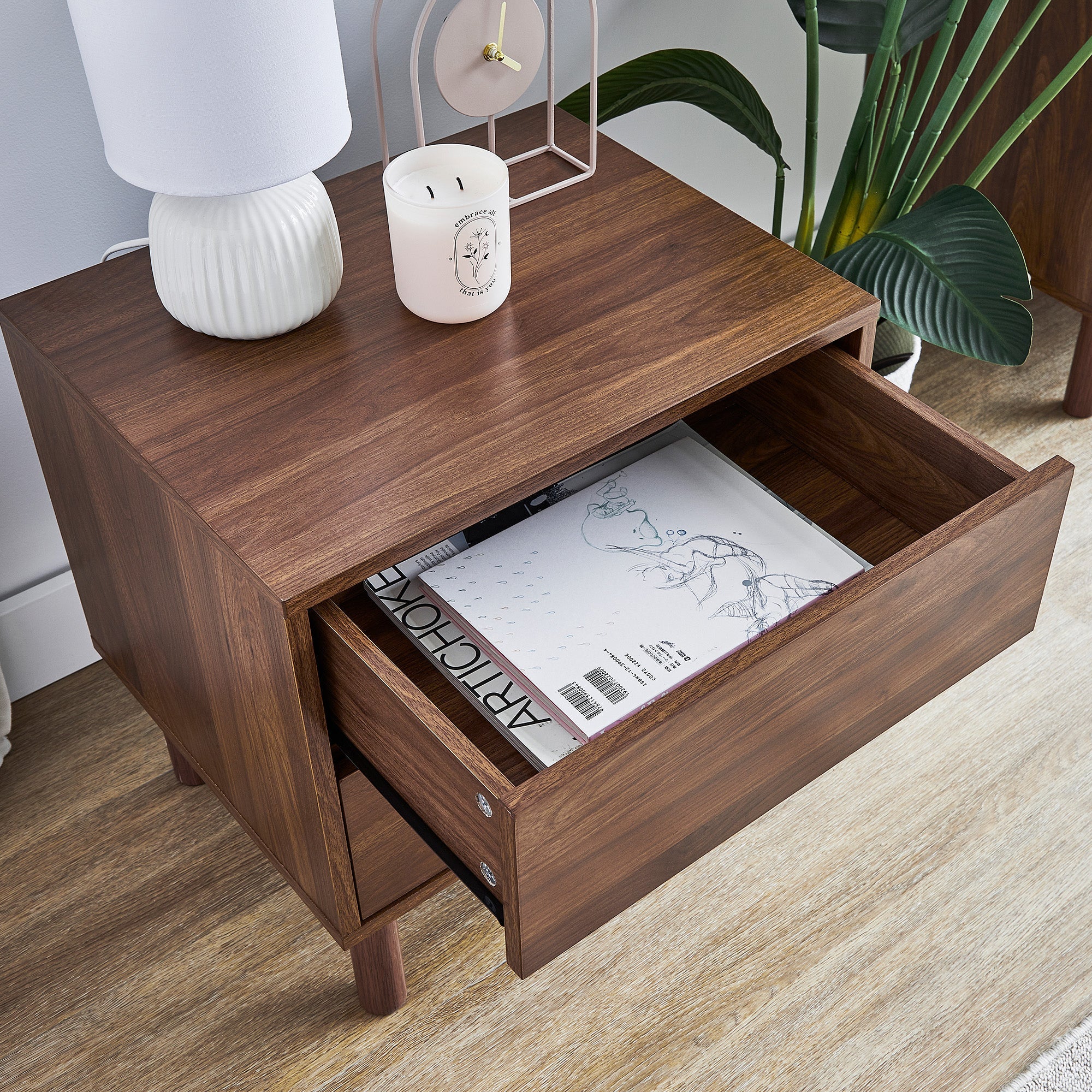 Norquay Bedside Table Walnut