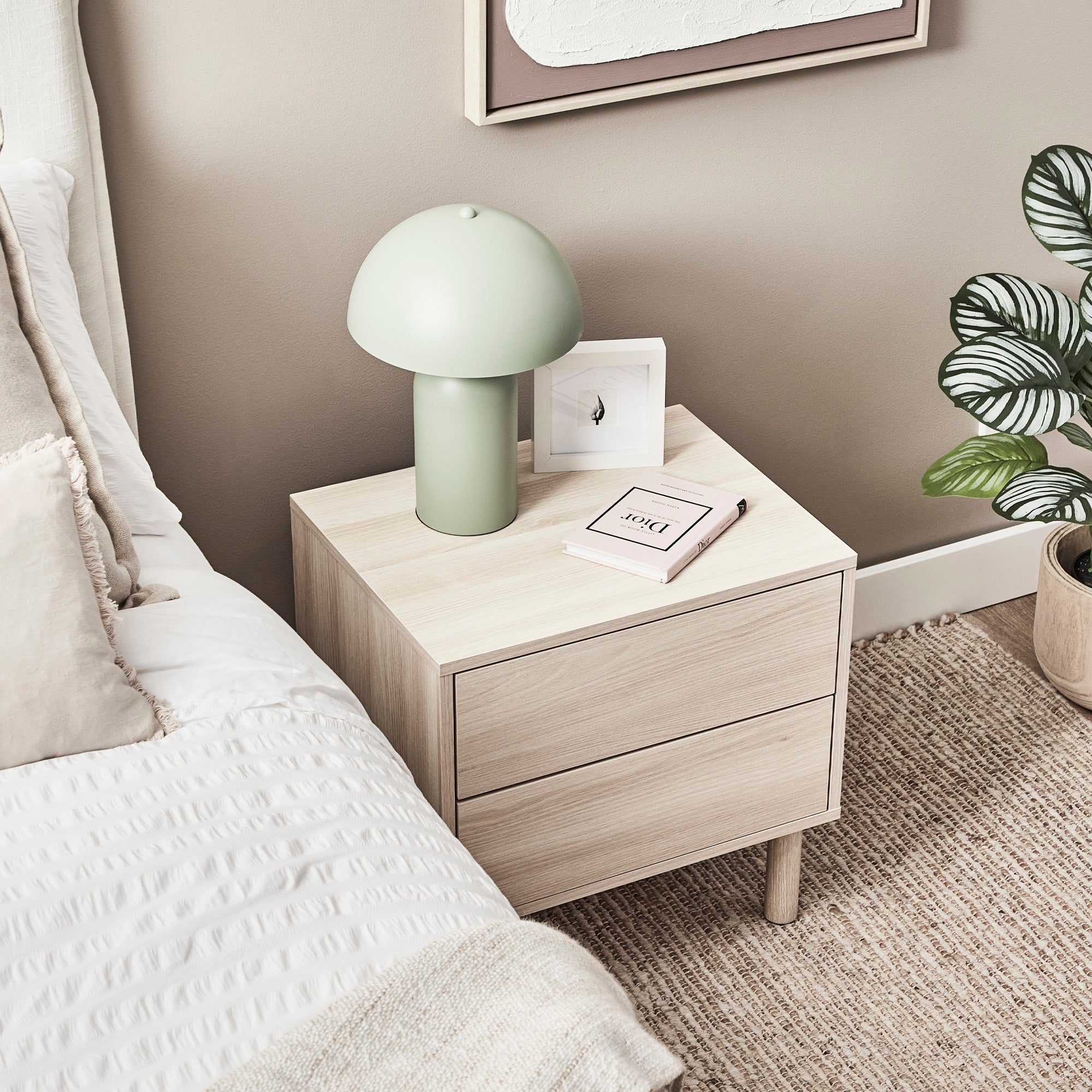 Norquay Bedside Table Light Oak (Set of 2)