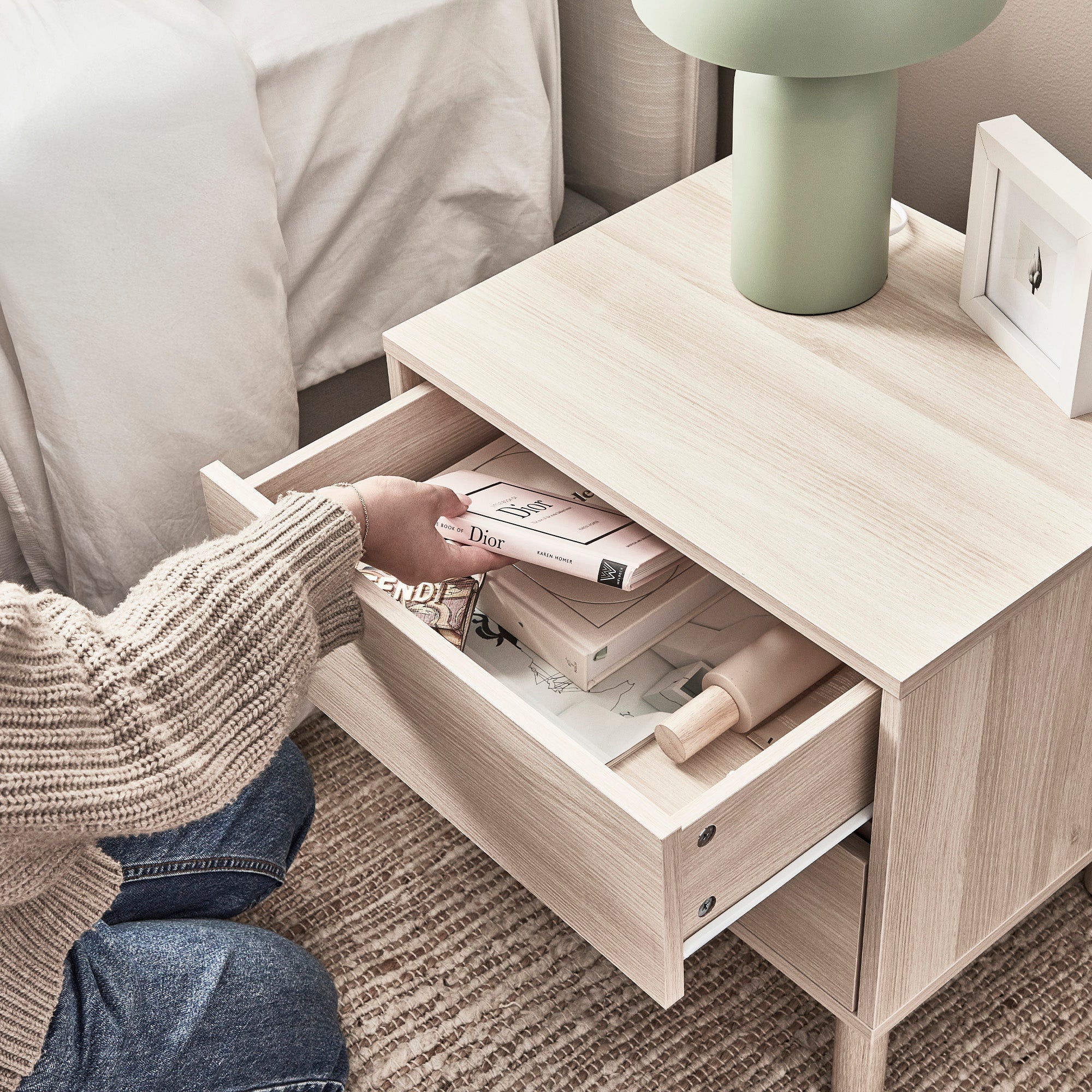 Norquay Bedside Table Light Oak
