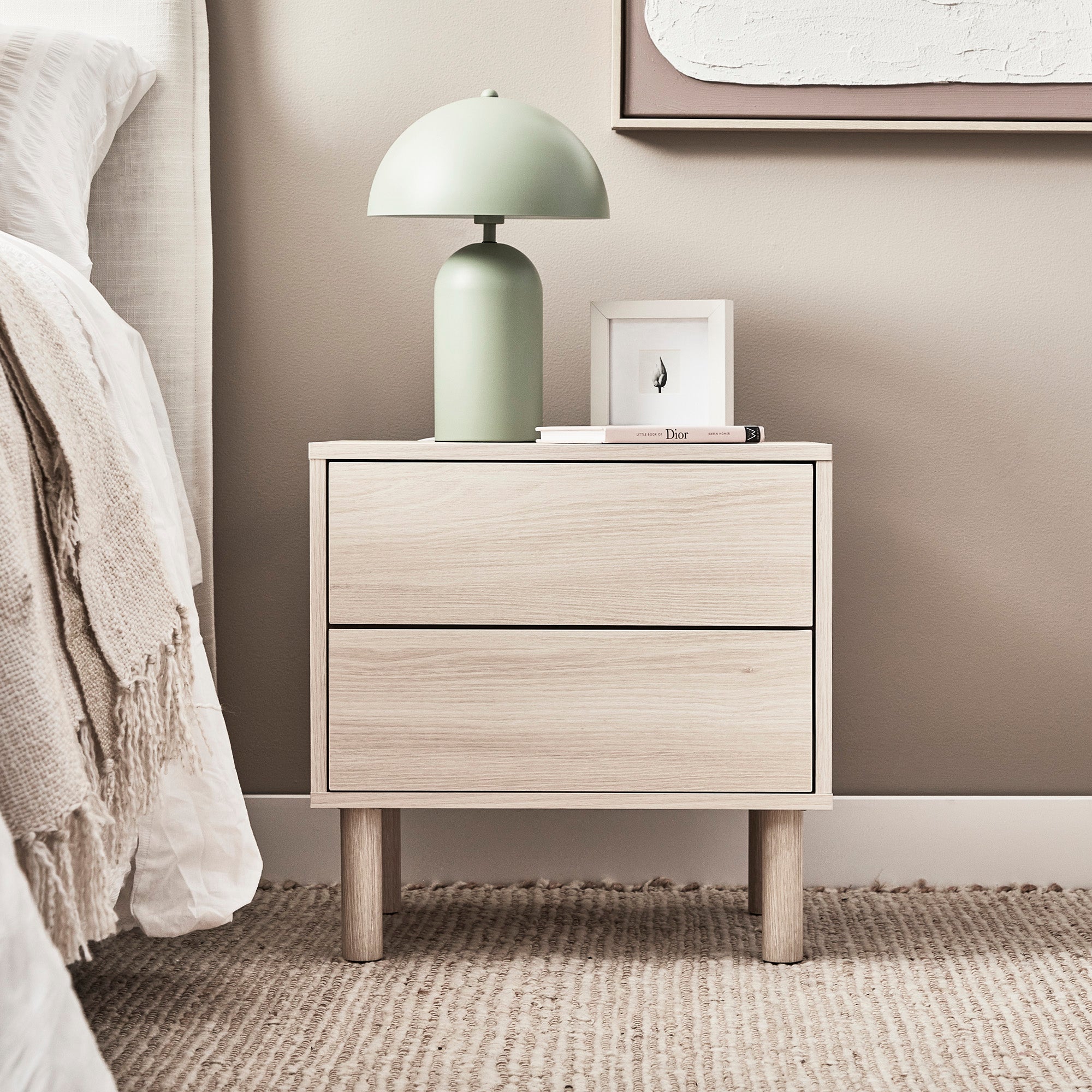 Norquay Bedside Table Light Oak (Set of 2)