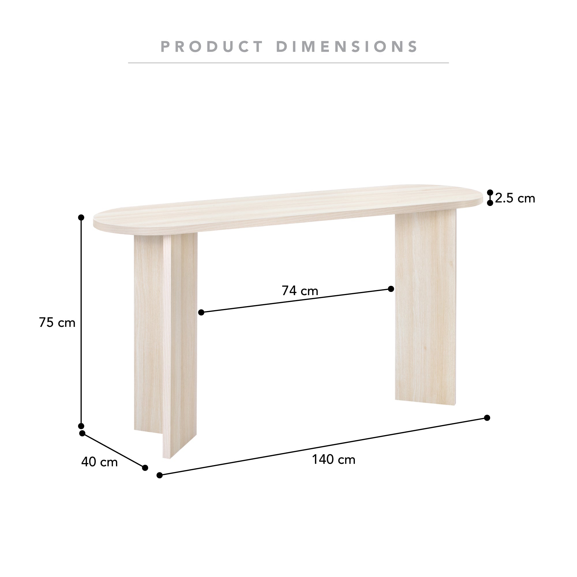 Norquay Console Table Light Oak (140cm)