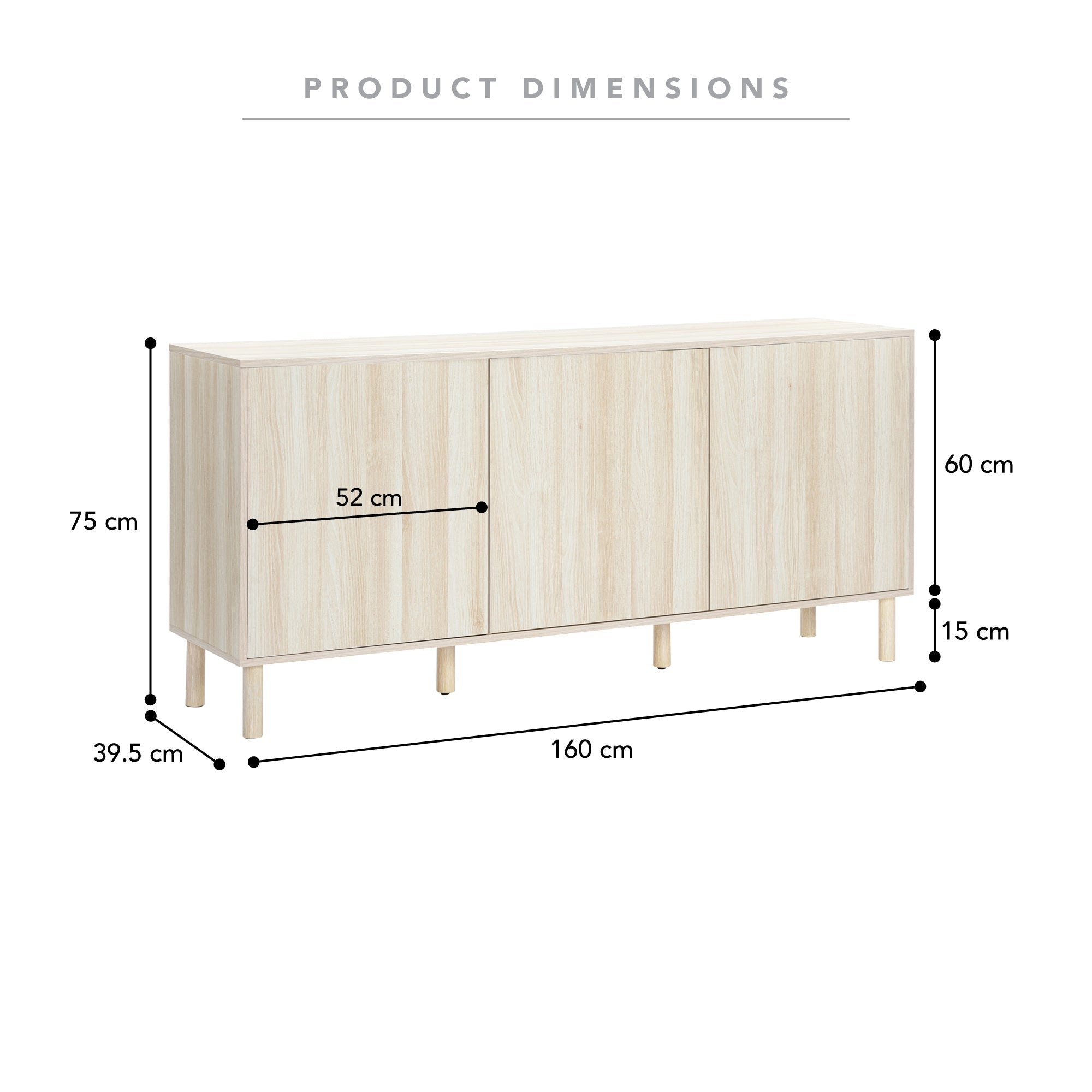 Norquay Sideboard Light Oak (160cm)