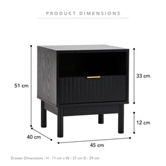 Apia Bedside Table Black (Set of 2)