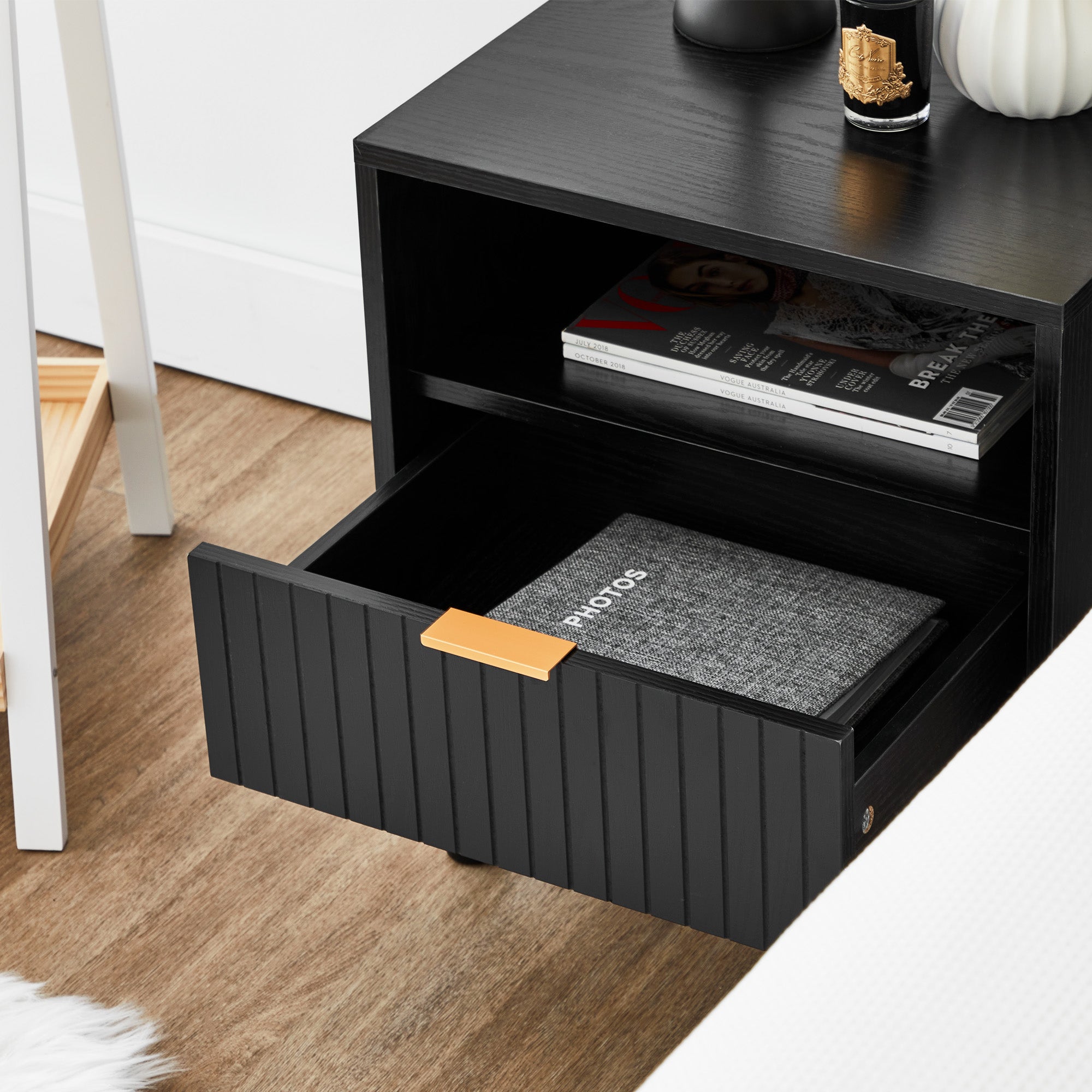 Apia Bedside Table Black (Set of 2)
