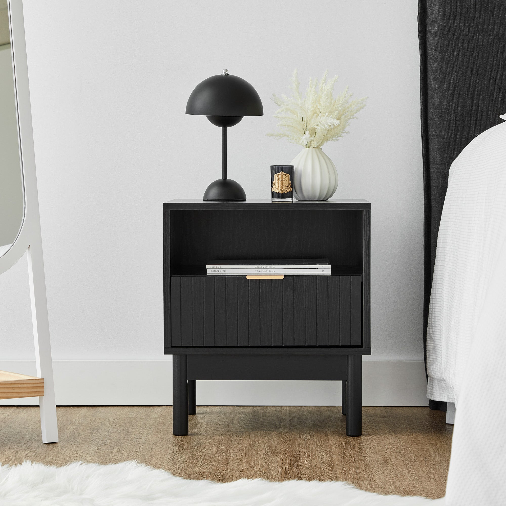 Apia Bedside Table Black