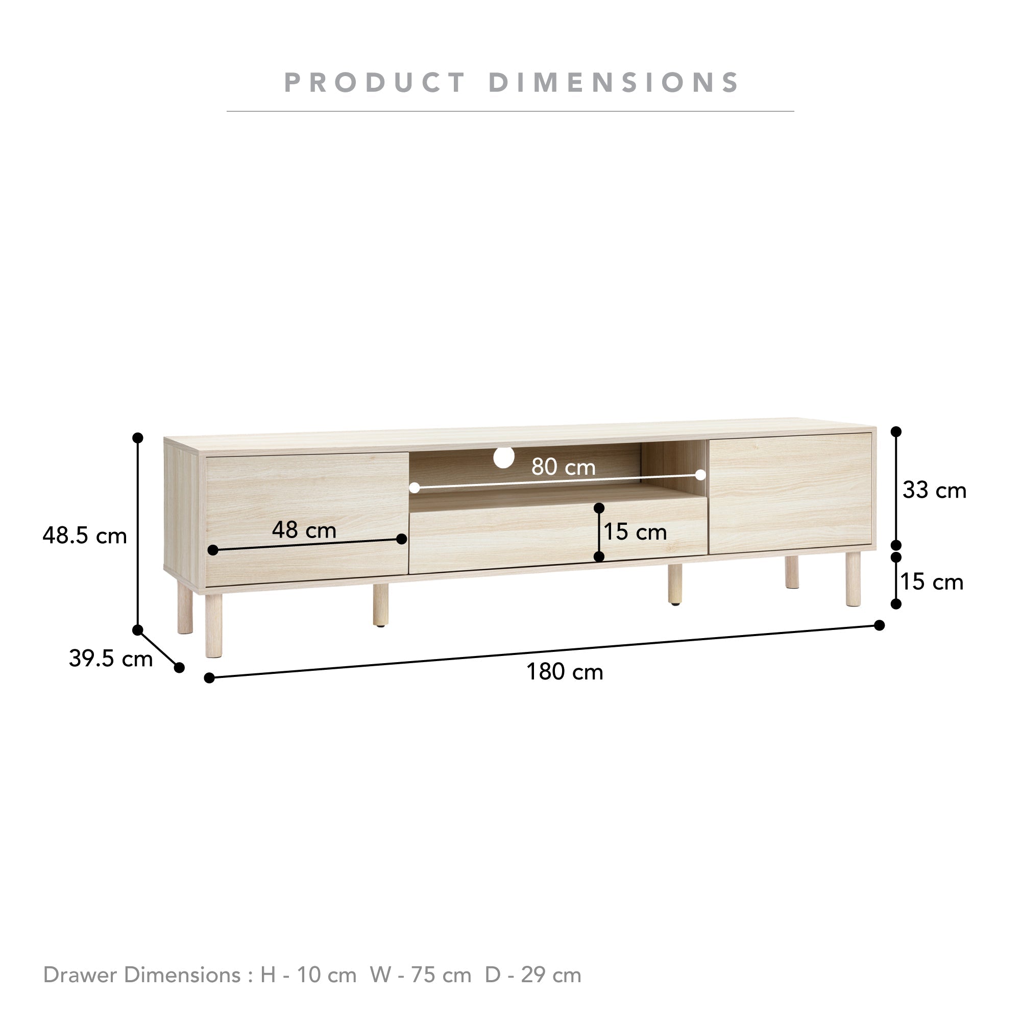 Norquay Entertainment Unit Light Oak (180cm)