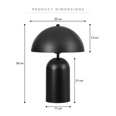 Mushroom Table Lamp Black (Set of 2)