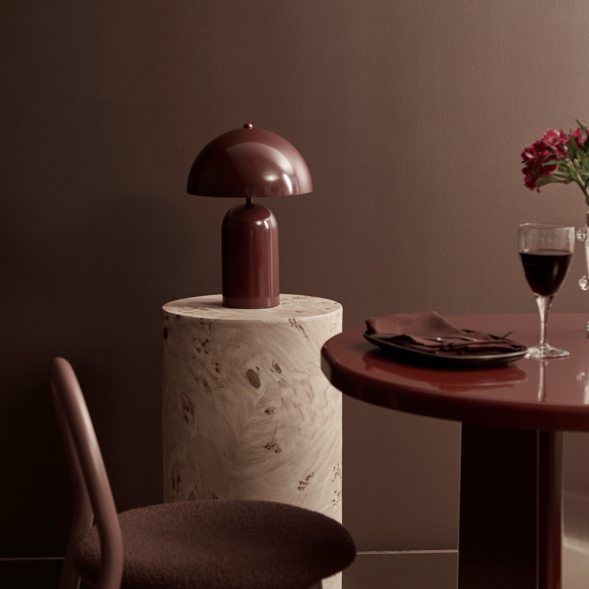 Mushroom Table Lamp Cabernet
