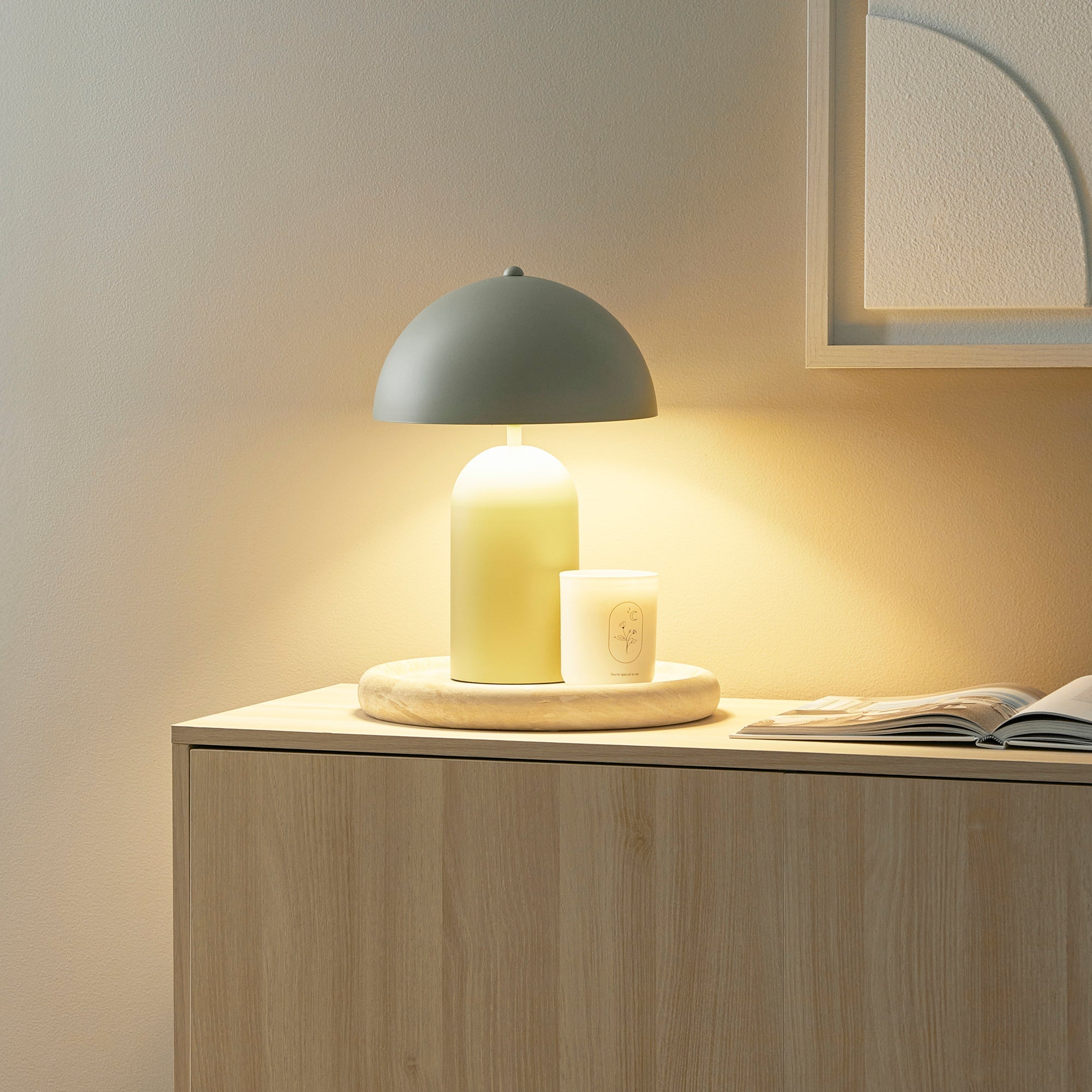 Mushroom Table Lamp Sage