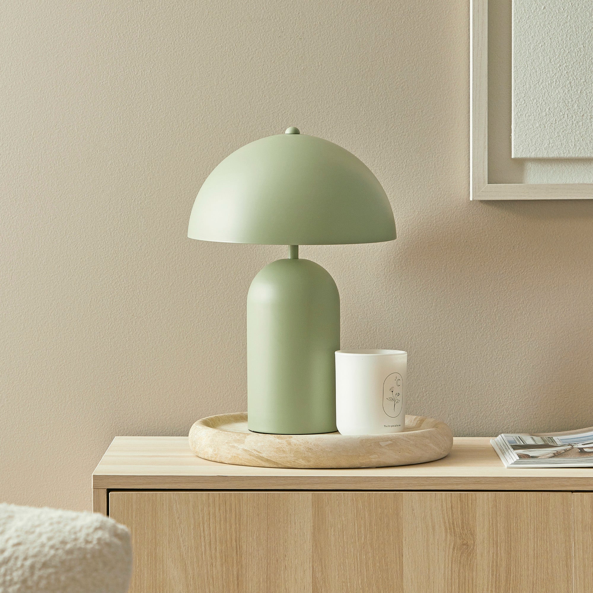 Mushroom Table Lamp Sage