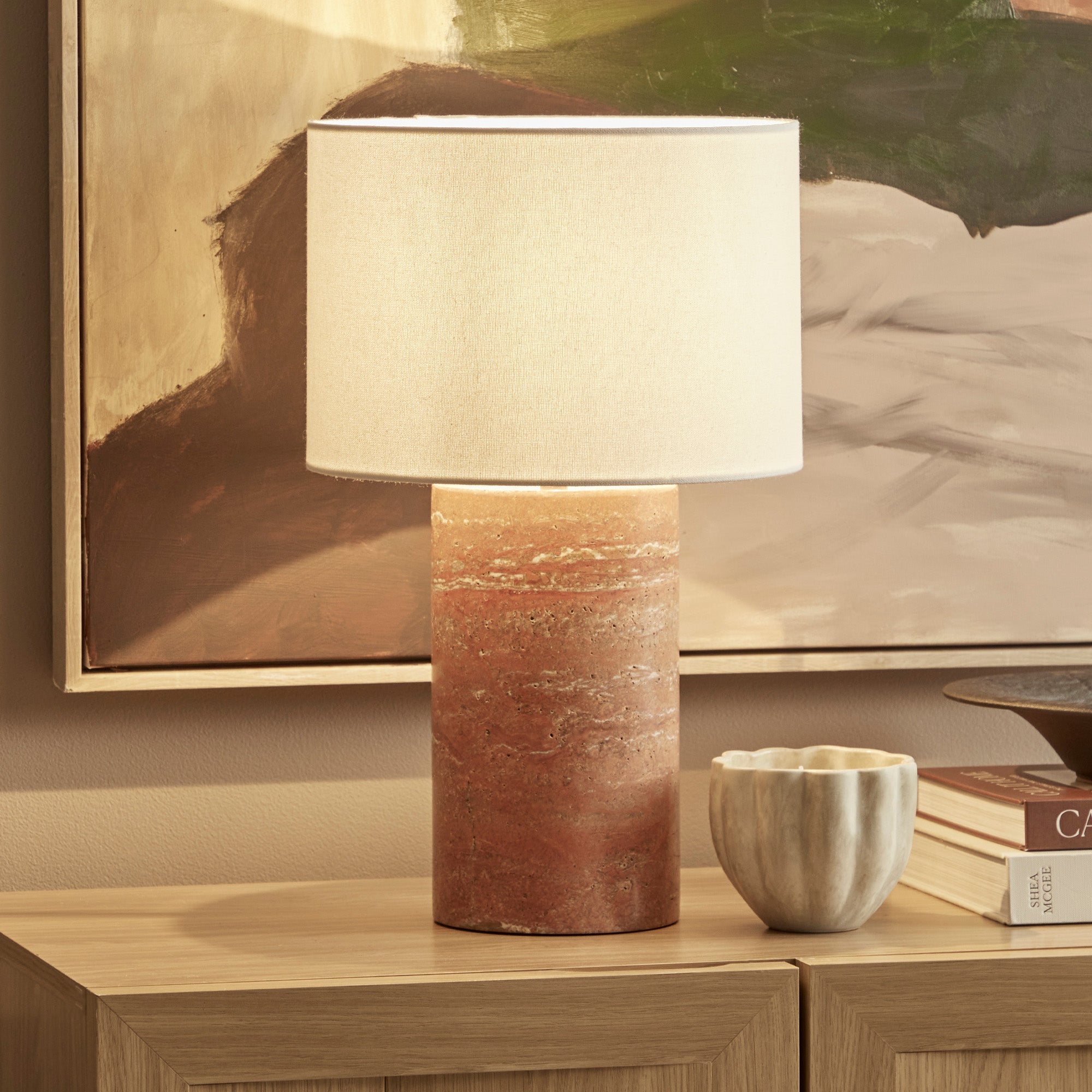 Quinn Marble Table Lamp Terracotta (Set of 2)