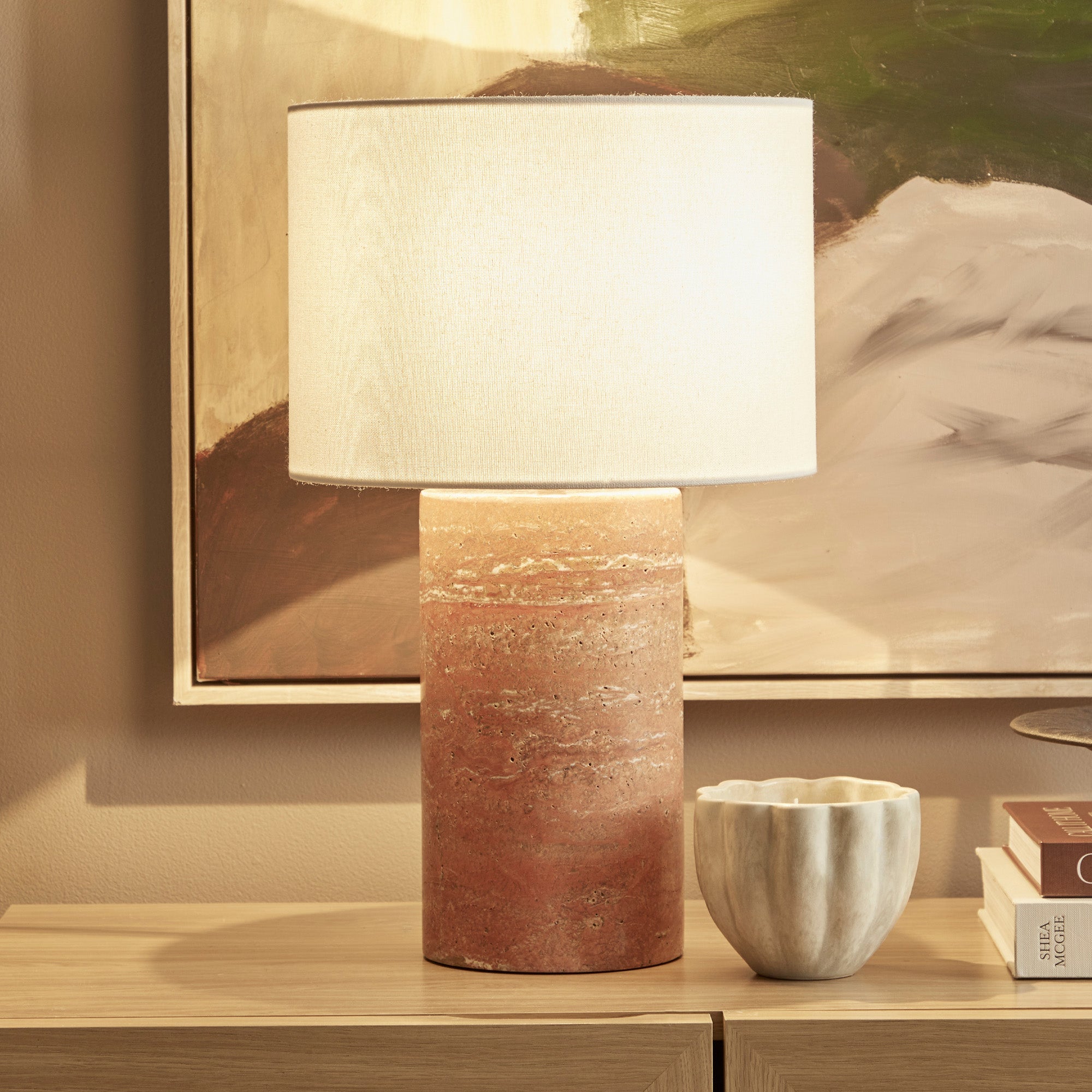 Quinn Marble Table Lamp Terracotta