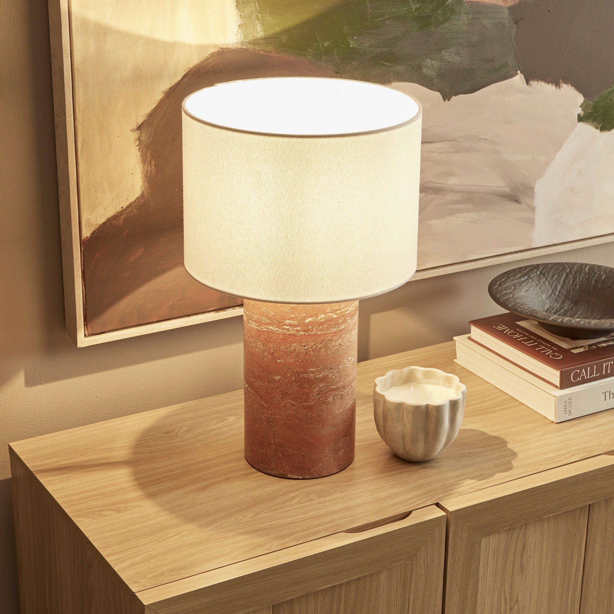 Quinn Marble Table Lamp Terracotta (Set of 2)