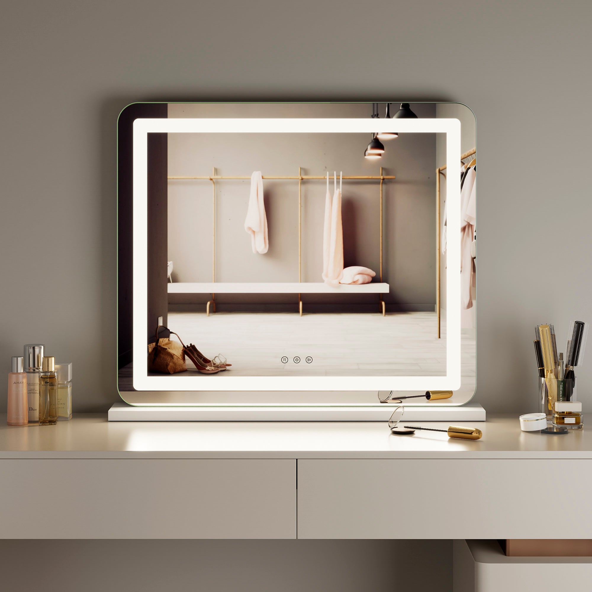 Luna 67cm Rectangle Front Illuminated Vanity Mirror White