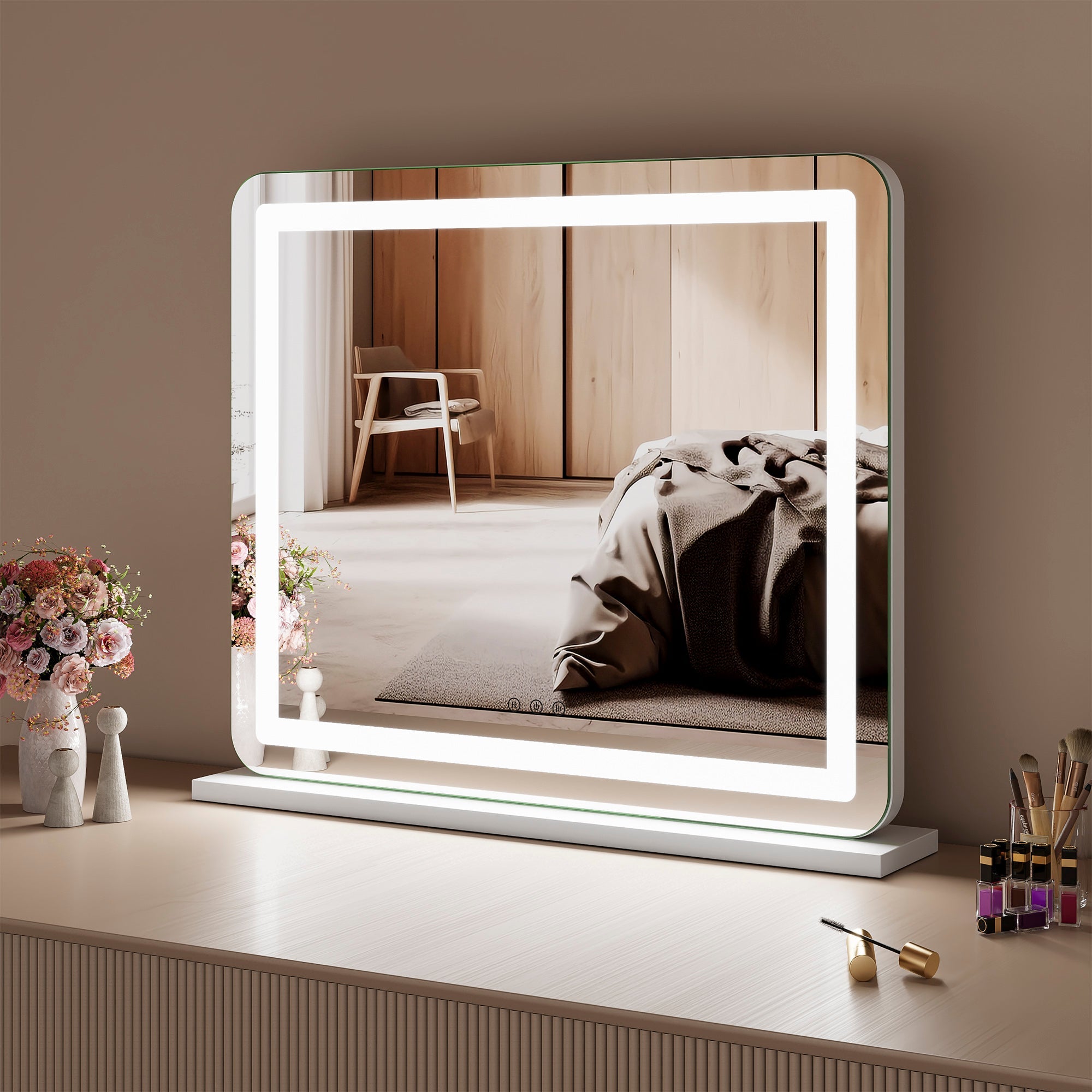 Luna 67cm Rectangle Front Illuminated Vanity Mirror White