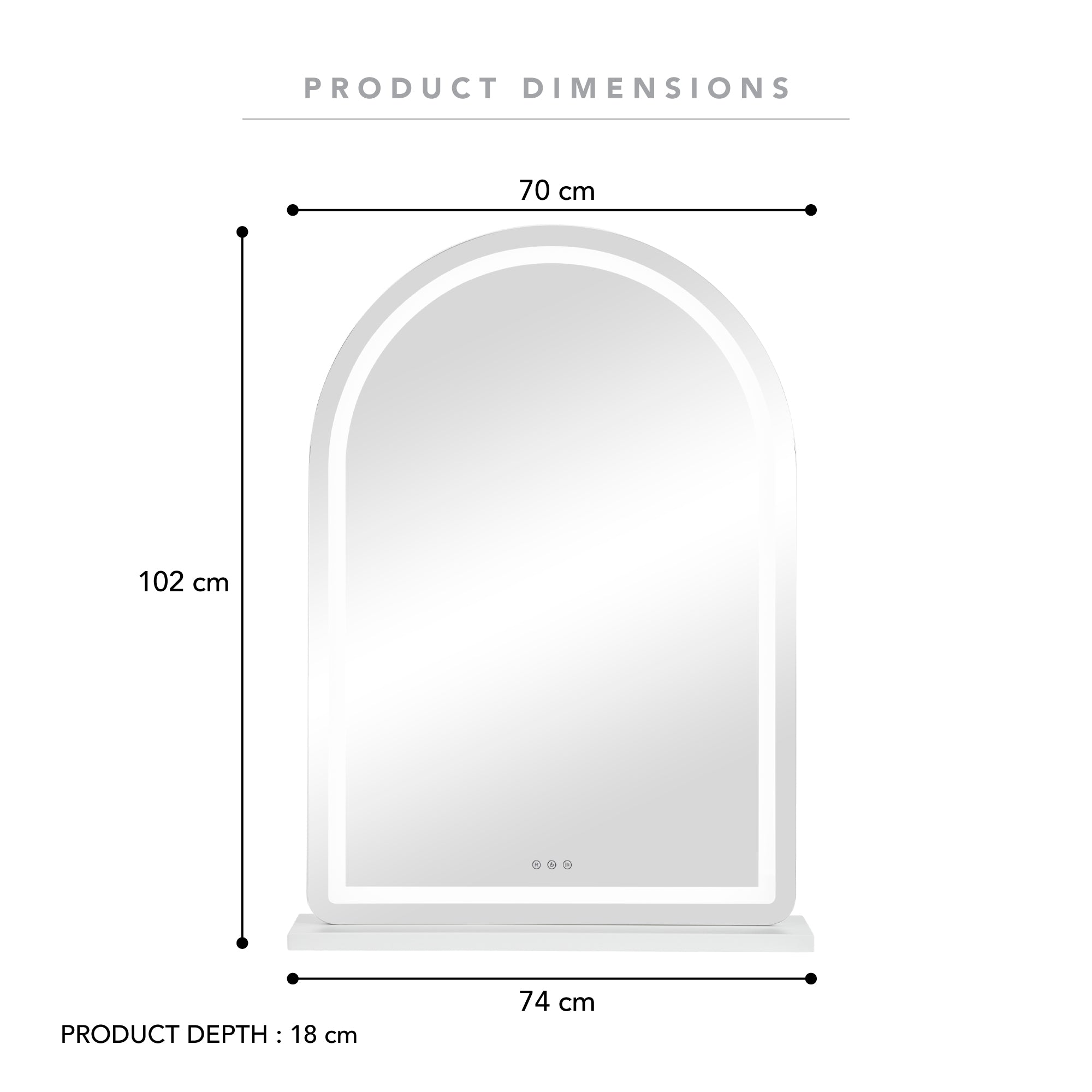 Luna 102cm Arch Front Illuminated Vanity Mirror White