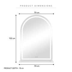 Luna 102cm Arch Front Illuminated Vanity Mirror White