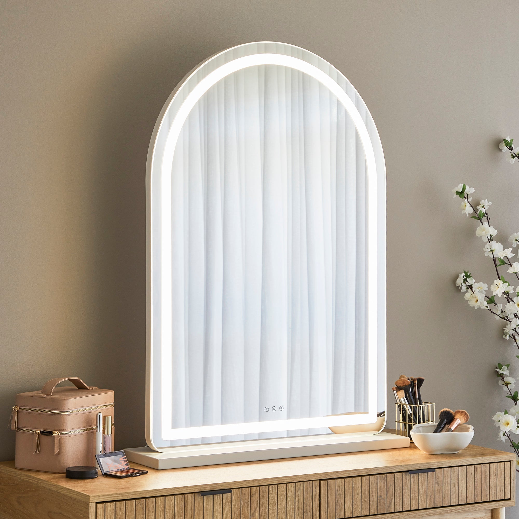 Luna 102cm Arch Front Illuminated Vanity Mirror White