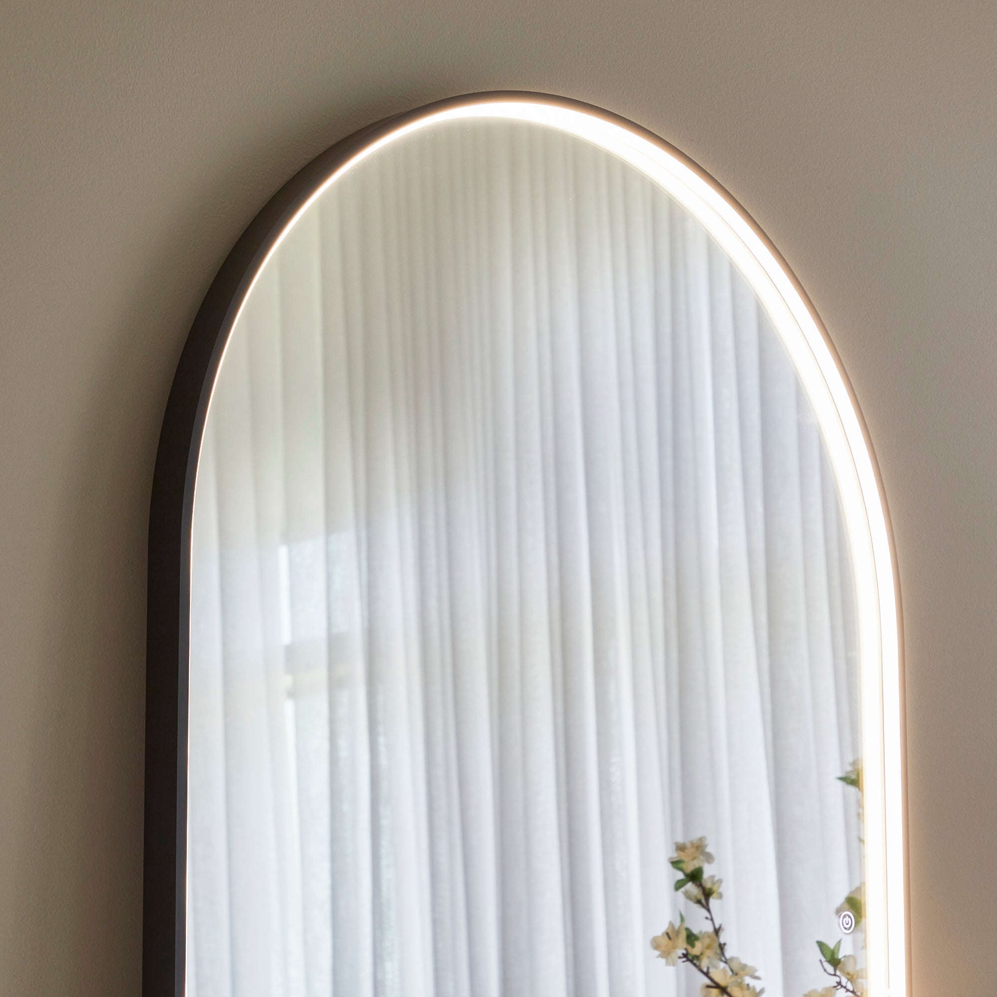 Luna 180cm Arch Front Illuminated Mirror Black