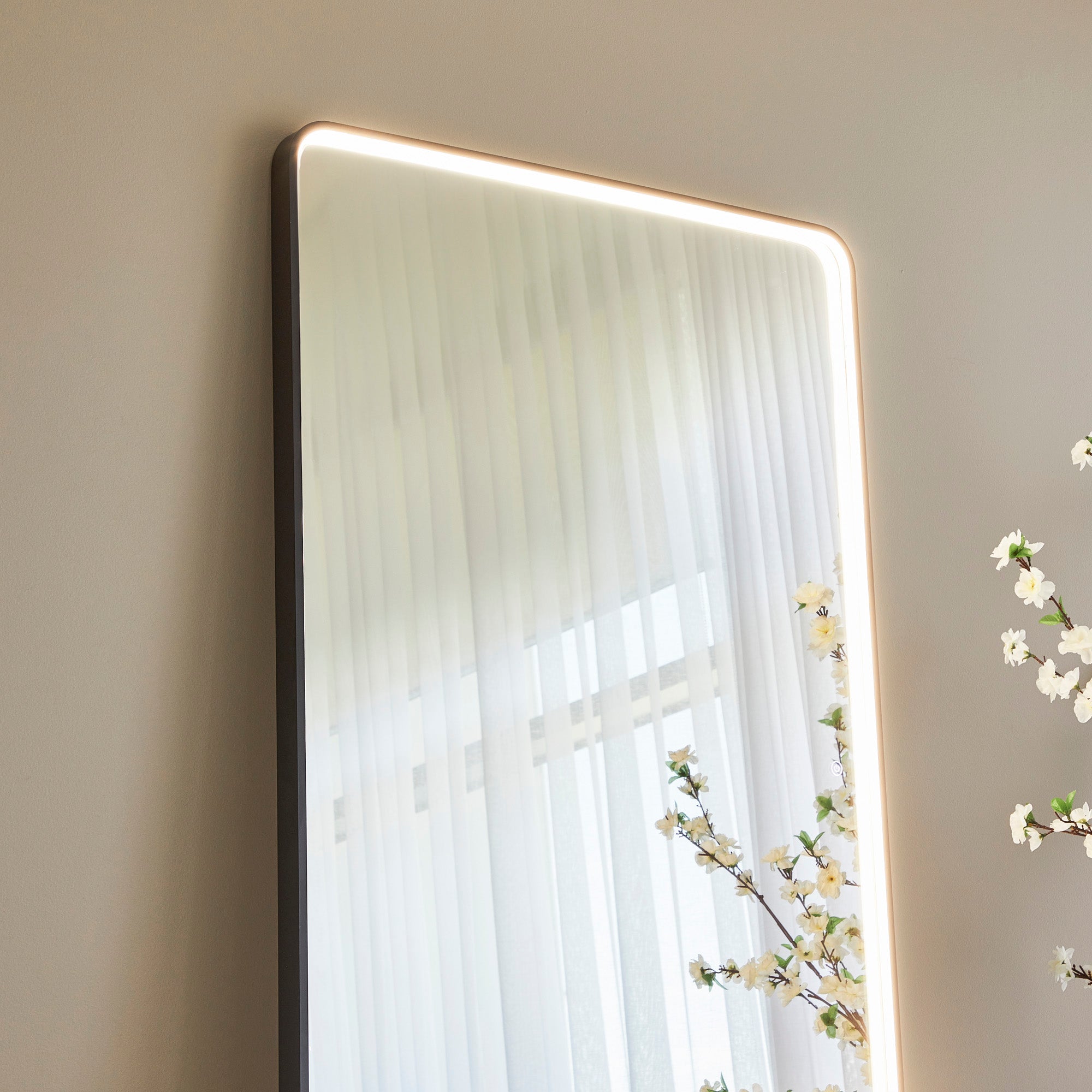 Luna 180cm Rectangle Front Illuminated Mirror Black