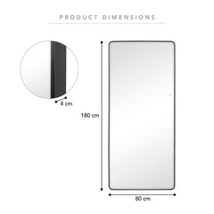 Luna 180cm Rectangle Front Illuminated Mirror Black