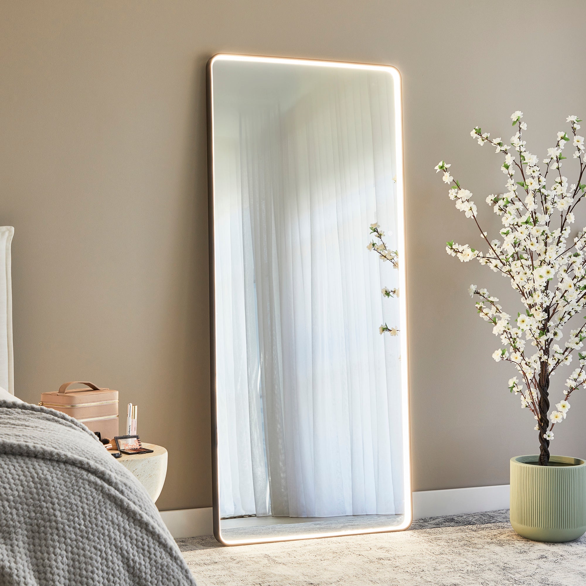 Luna 180cm Rectangle Front Illuminated Mirror Black