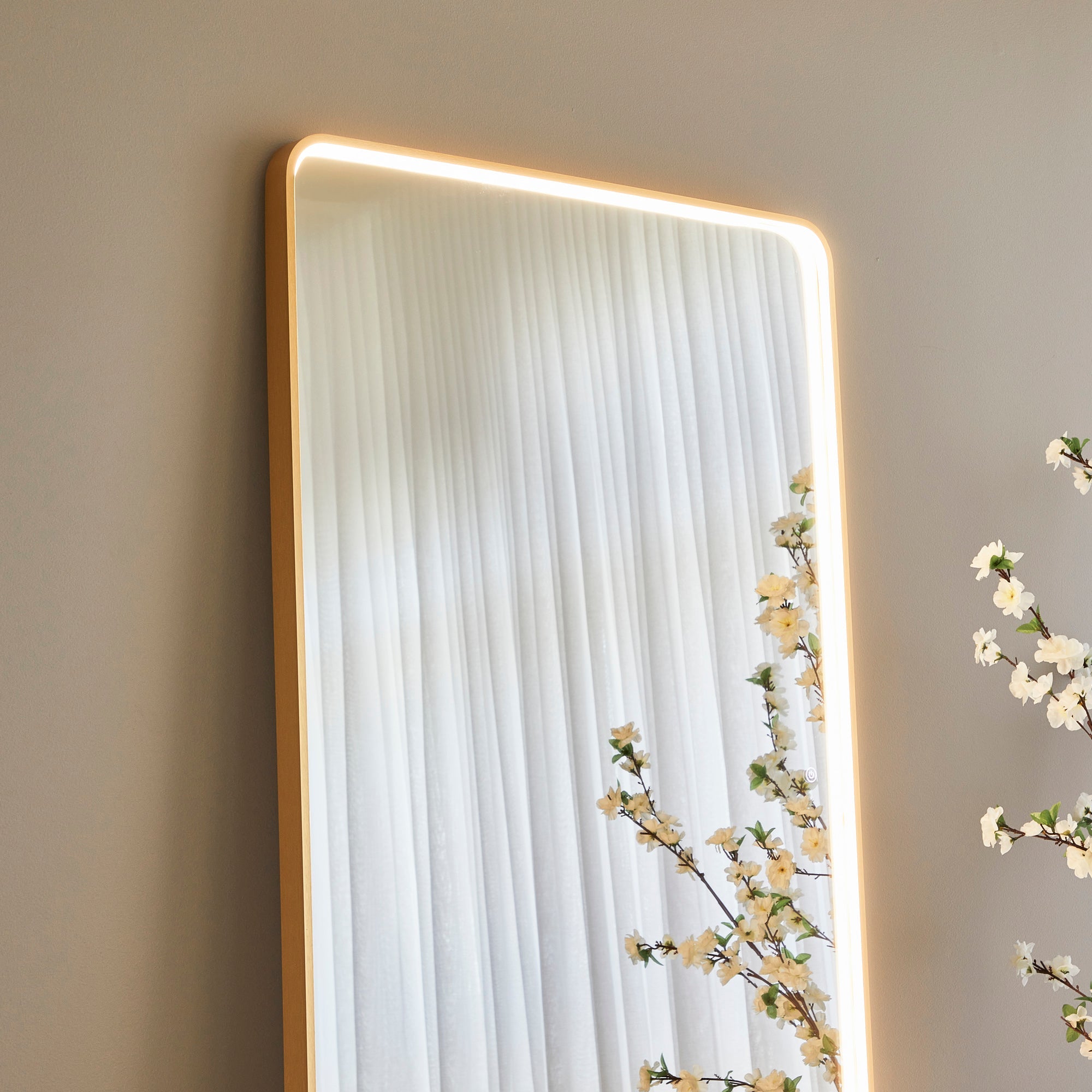 Luna 180cm Rectangle Front Illuminated Mirror Gold