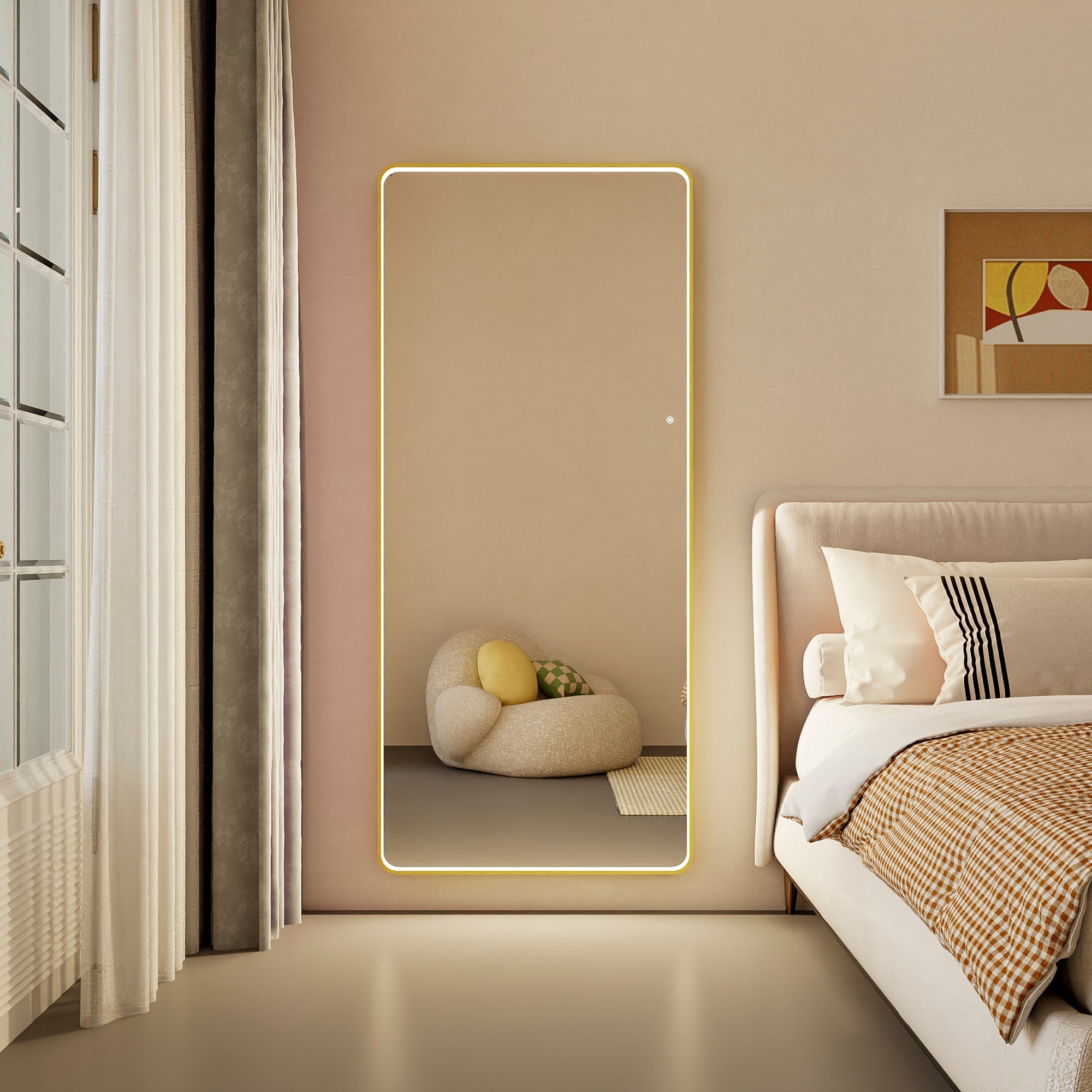 Luna 180cm Rectangle Front Illuminated Mirror Gold