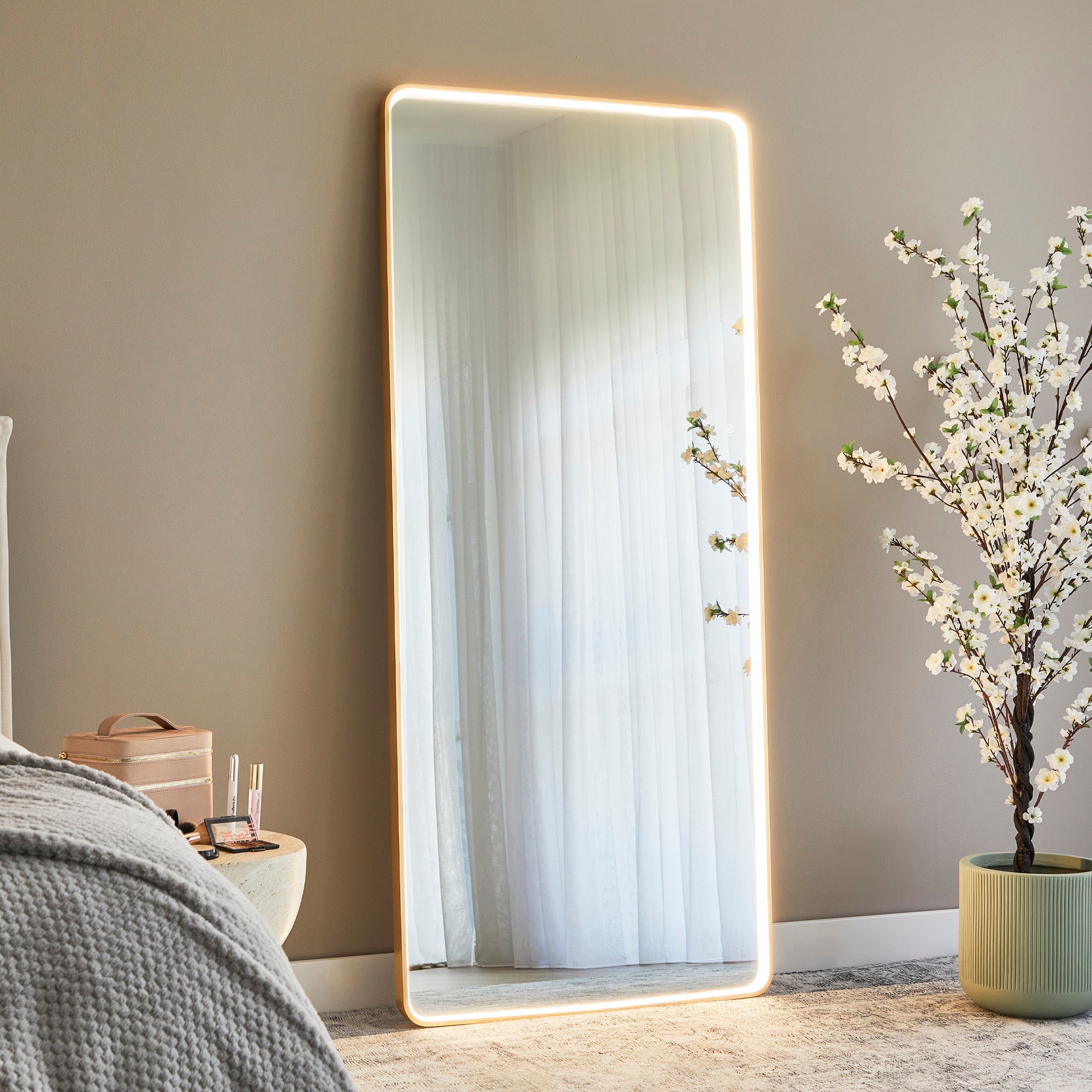 Luna 180cm Rectangle Front Illuminated Mirror Gold