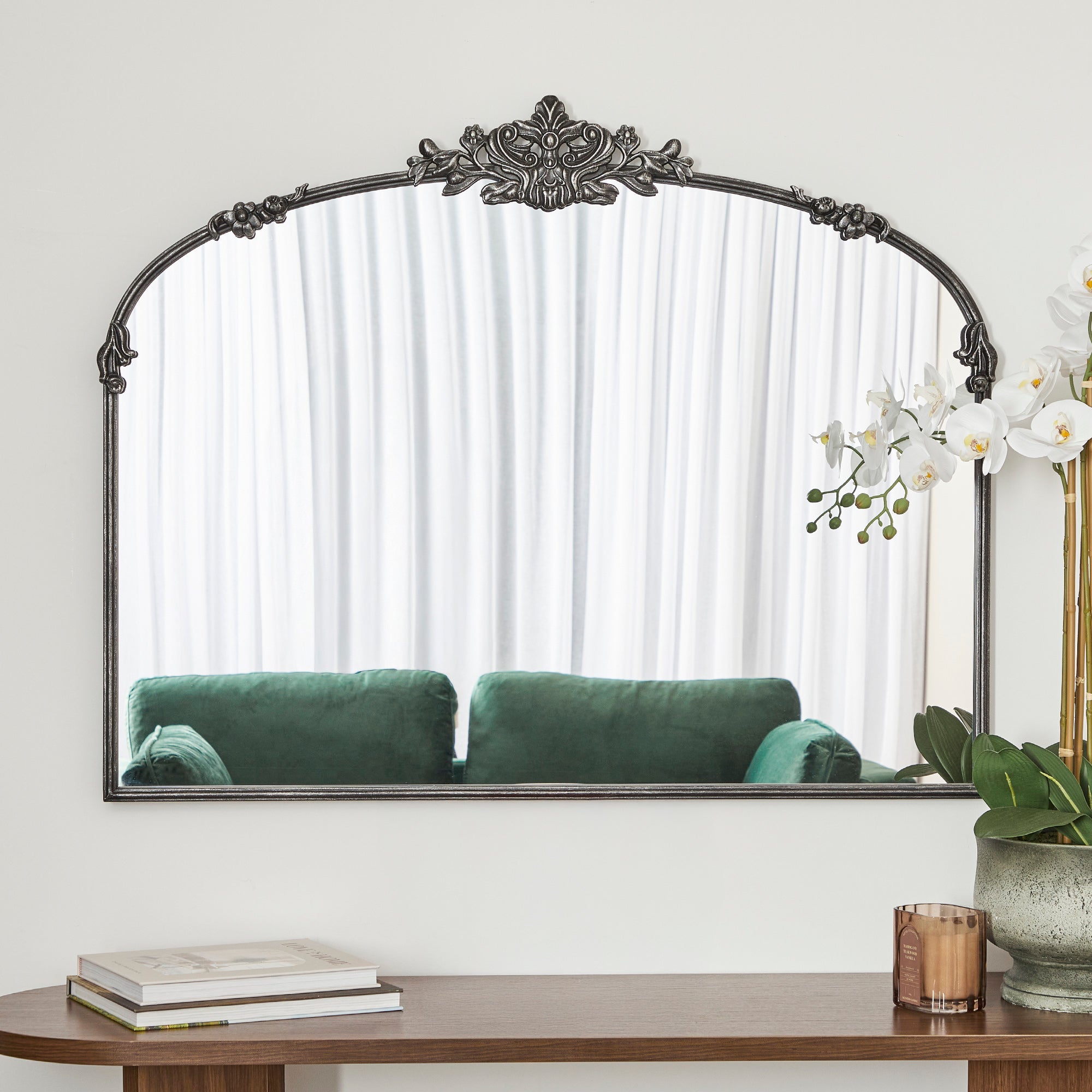 Florence 100cm Baroque Mirror Black