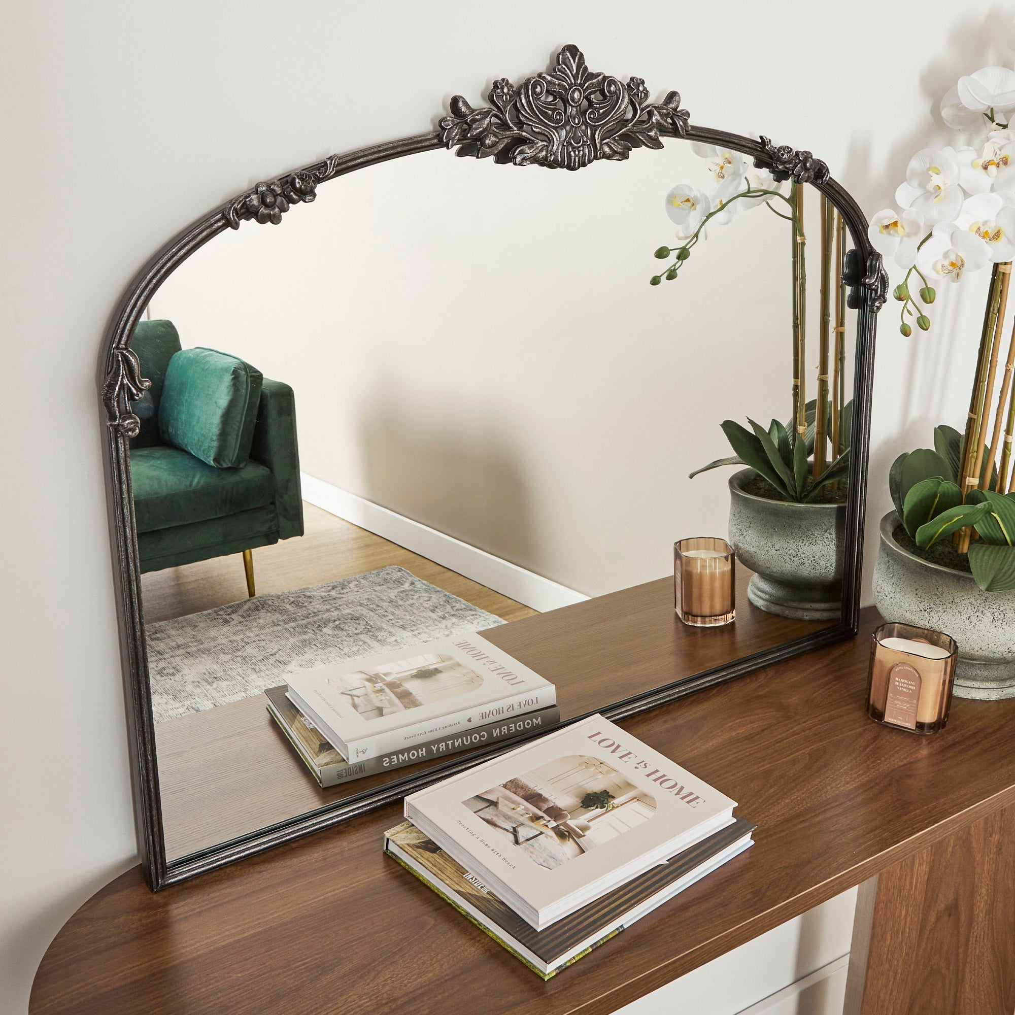 Florence 100cm Baroque Mirror Black