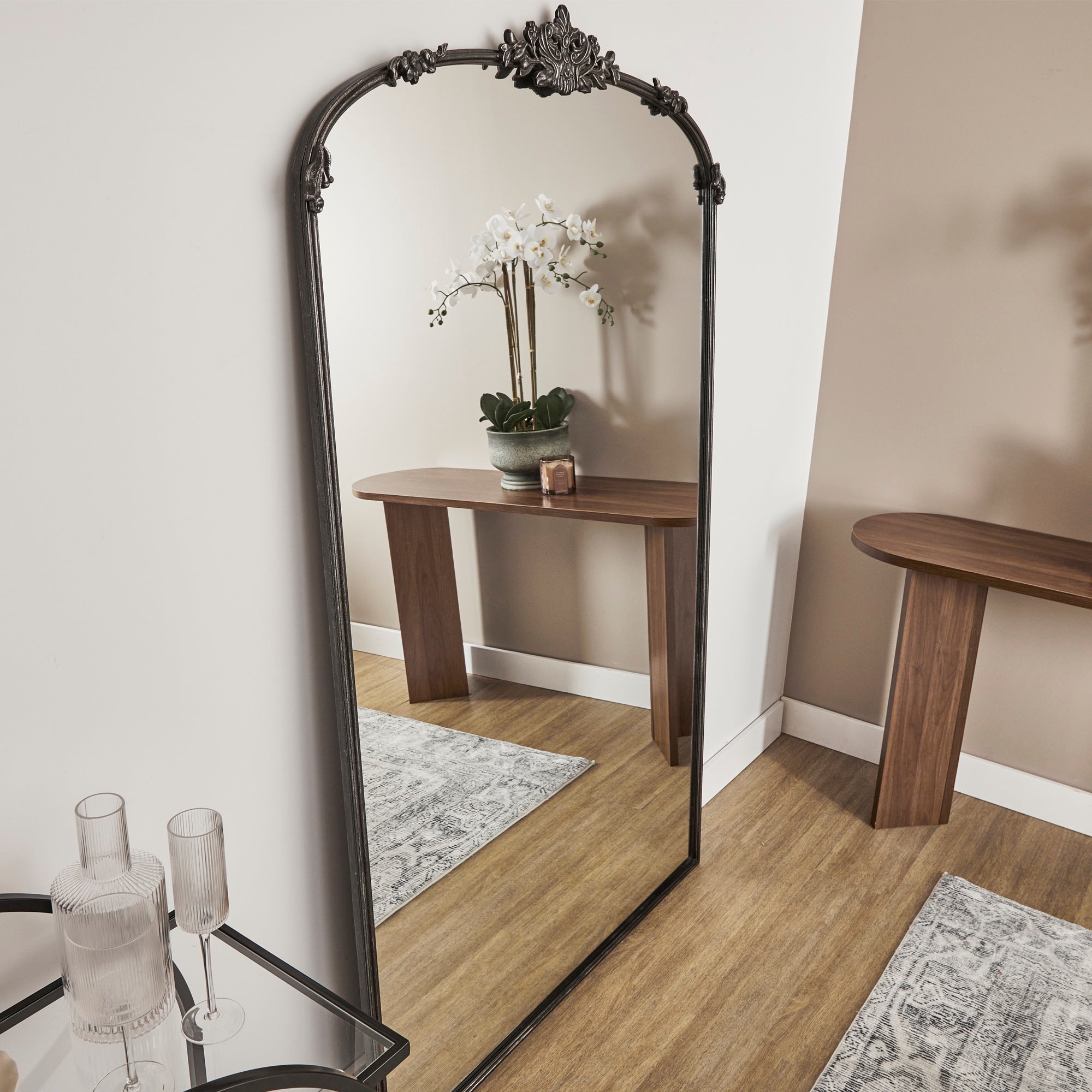 Florence XL 180cm Baroque Mirror Black