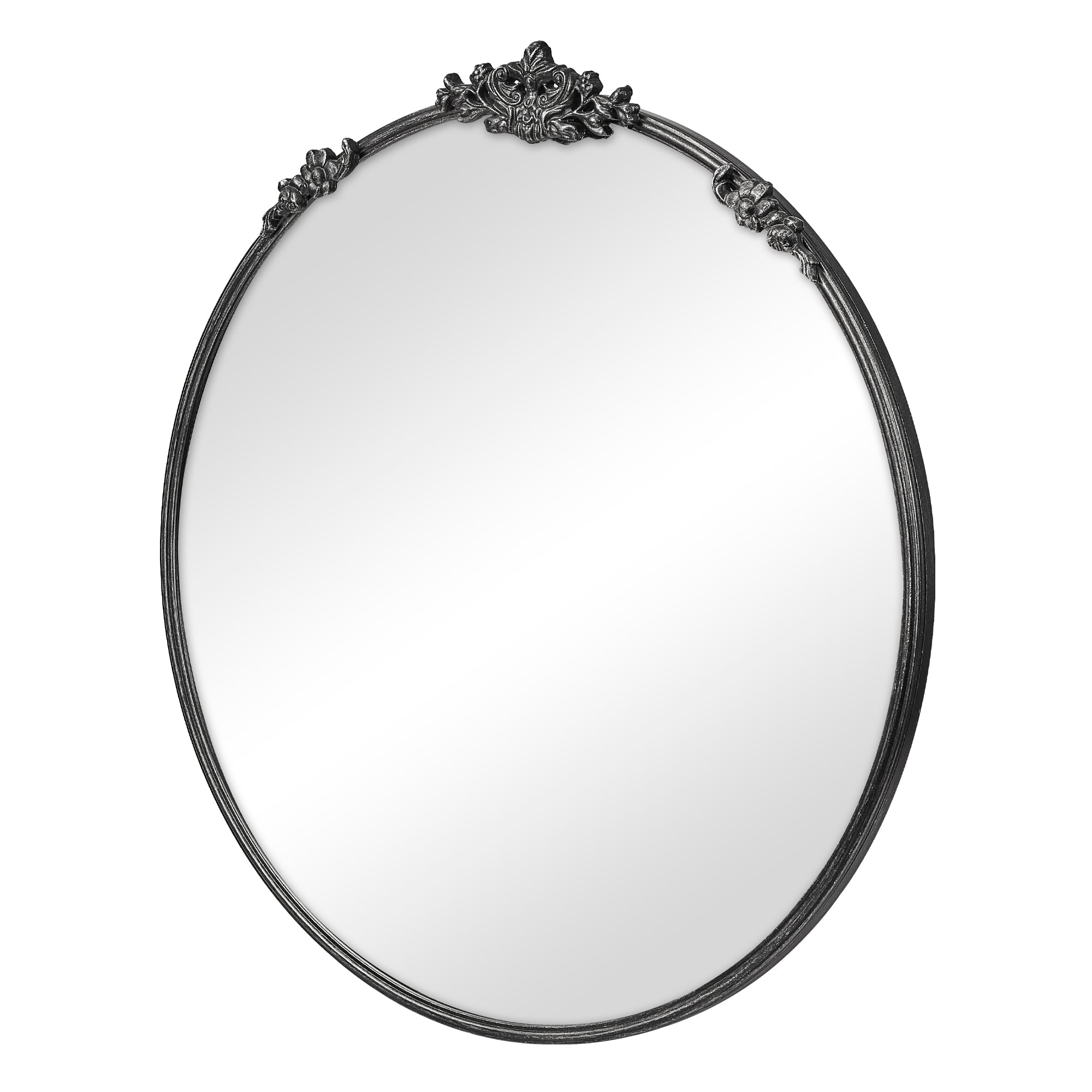 Florence 80cm Baroque Round Mirror Black