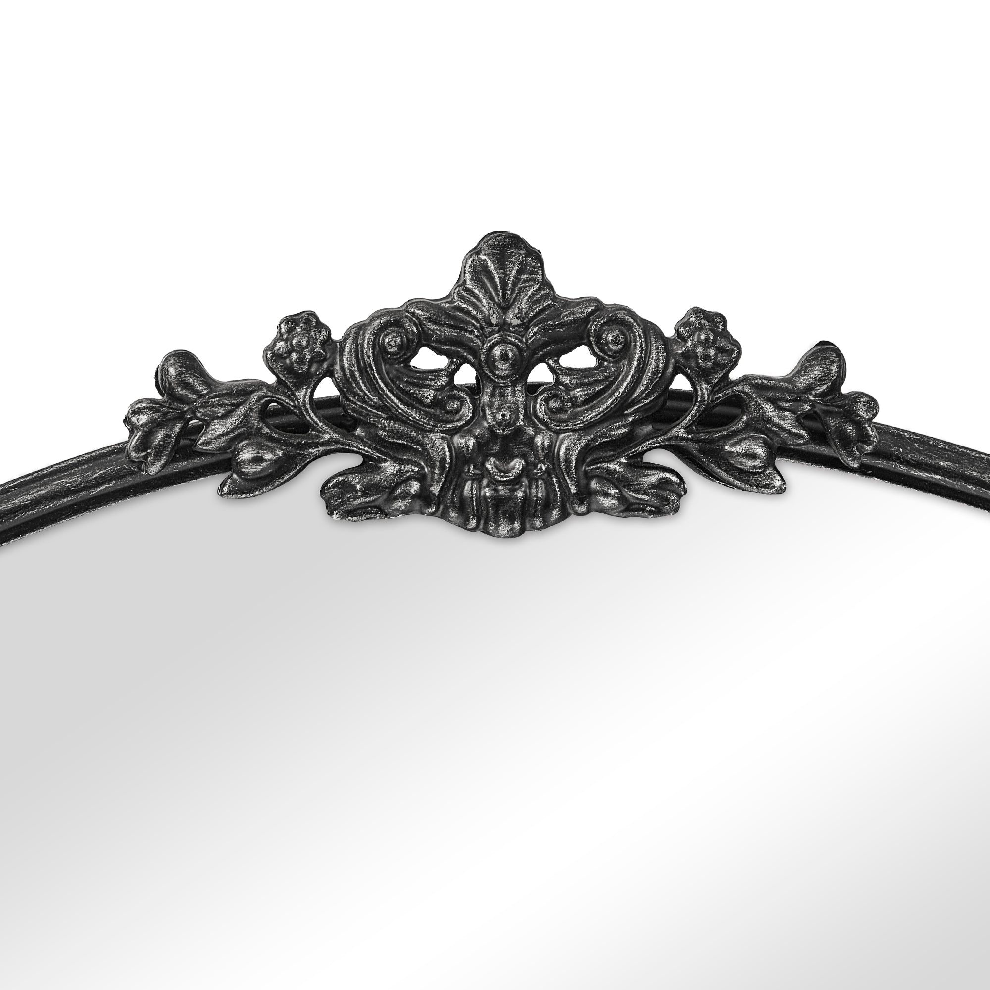 Florence 80cm Baroque Round Mirror Black