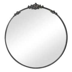 Florence 80cm Baroque Round Mirror Black