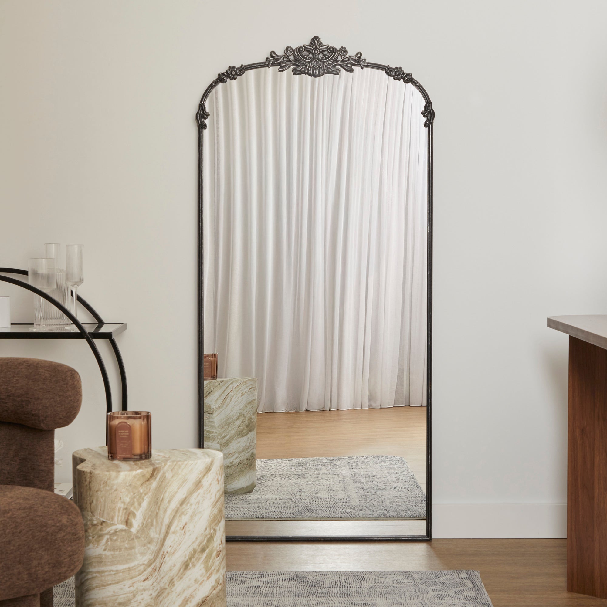Florence 160cm Baroque Mirror Black