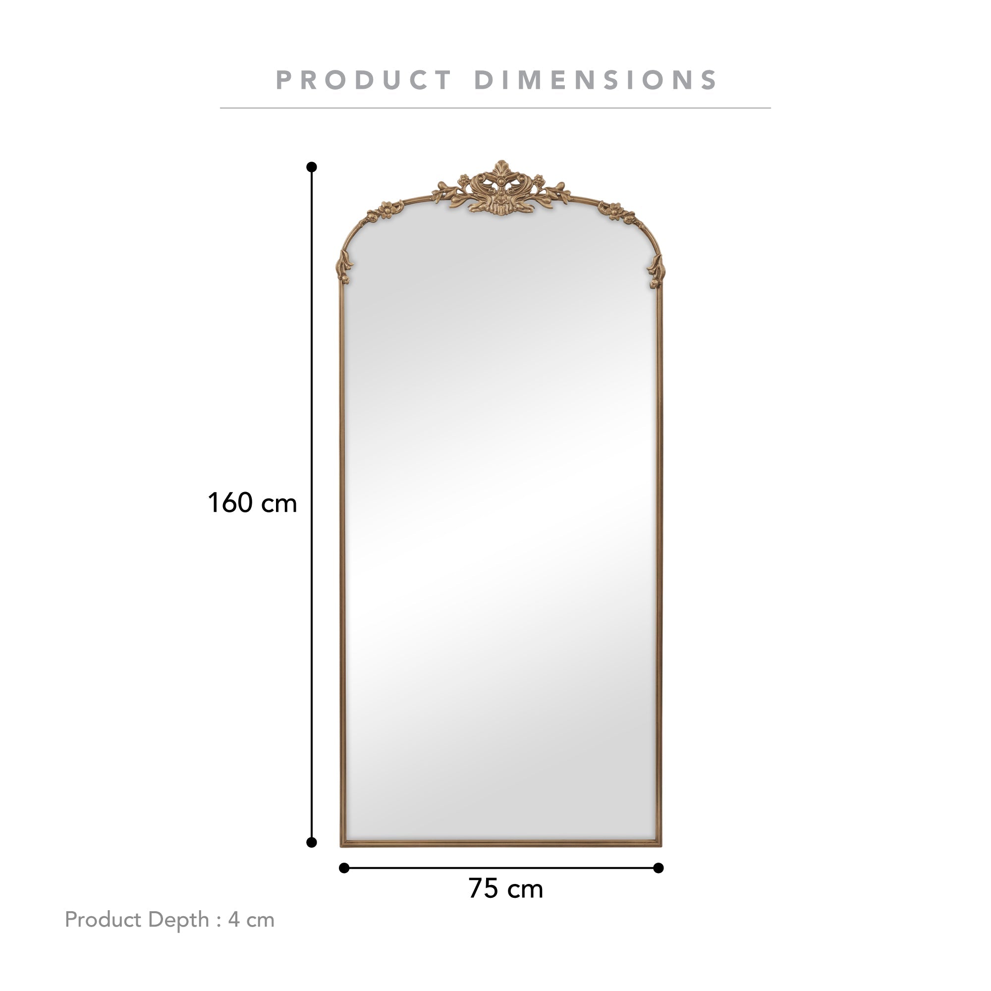 Florence 160cm Baroque Mirror Gold