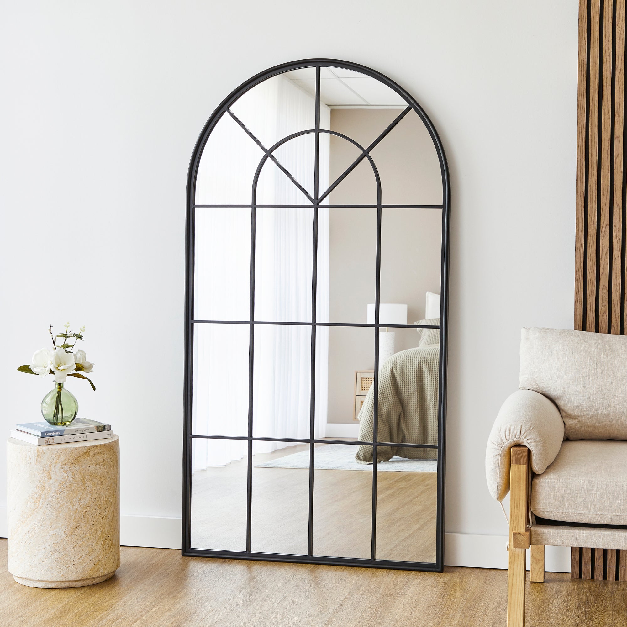 Grace 172cm Arch Iron Mirror Black